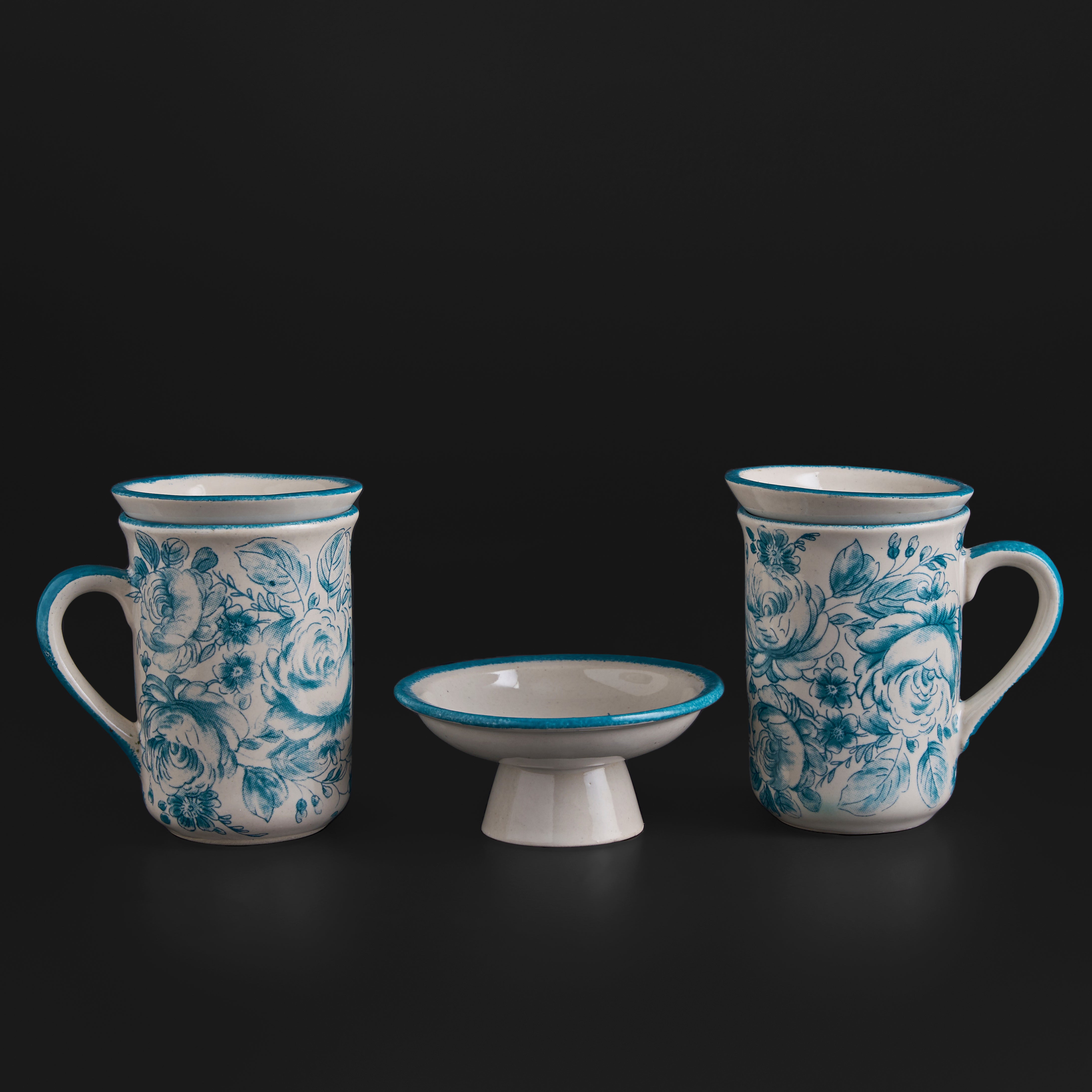 Wild Rose Turquoise Mug & Cookie Plate Set