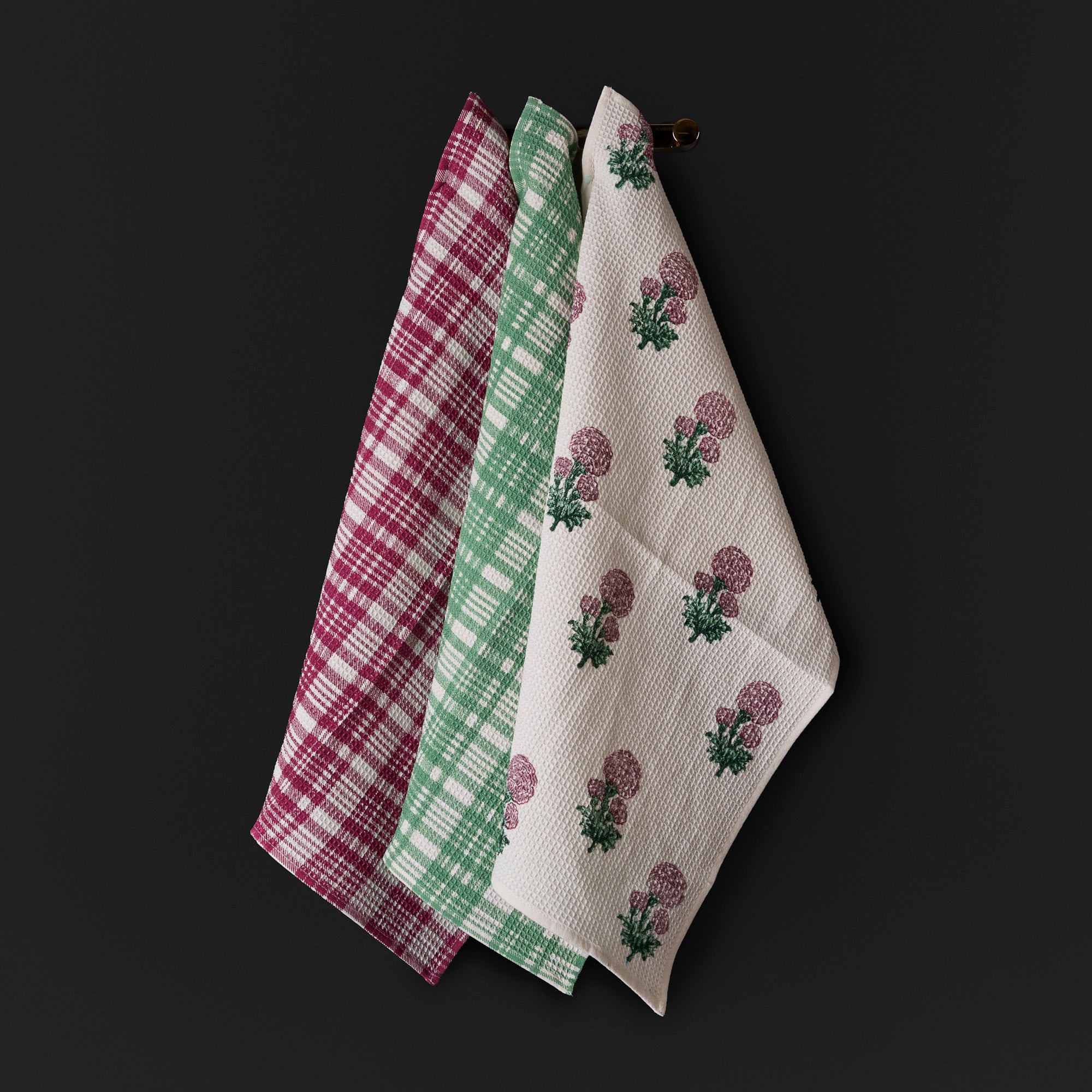 Meesha Magenta Pink Kitchen Towel Set