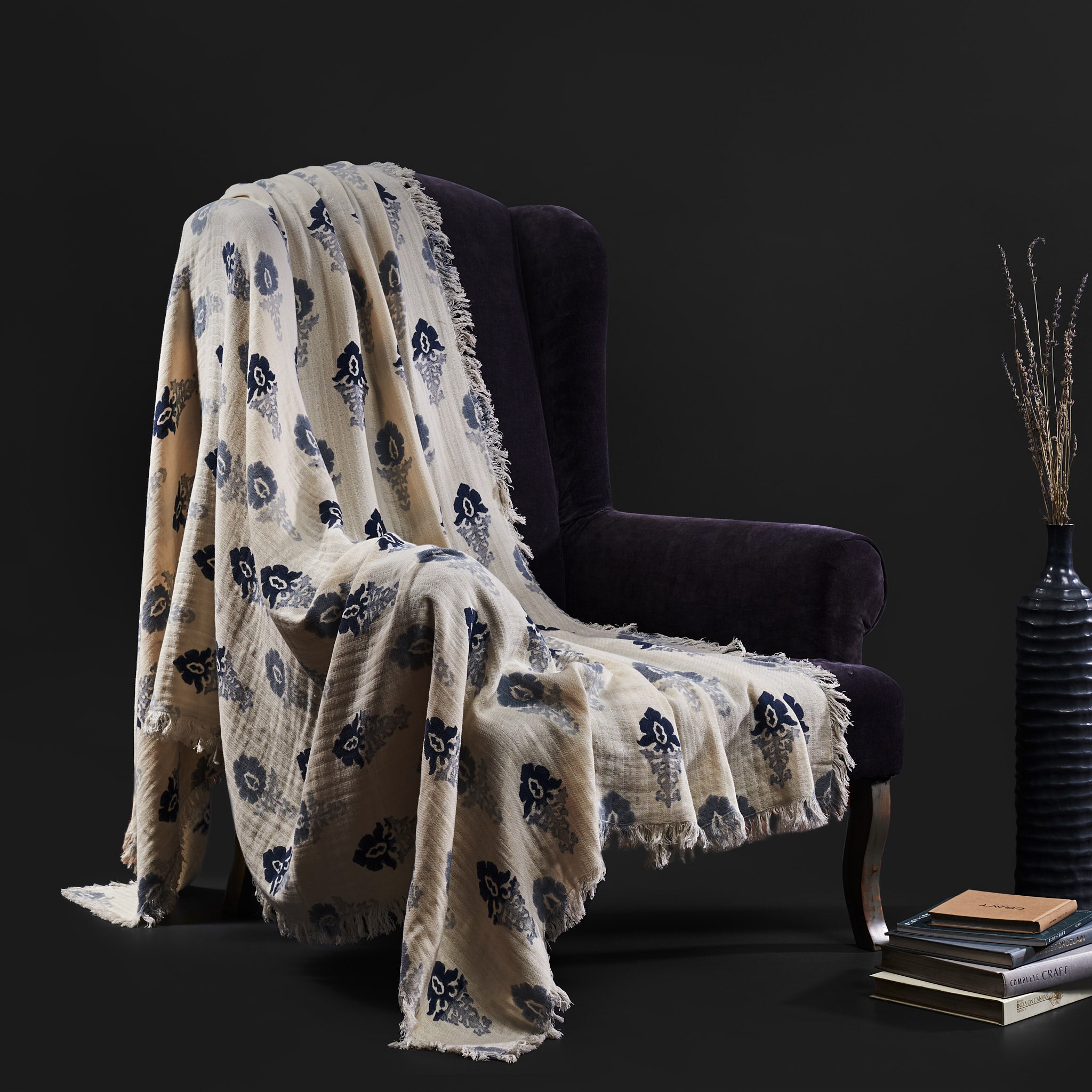 Fleur Ombre Blue Throw