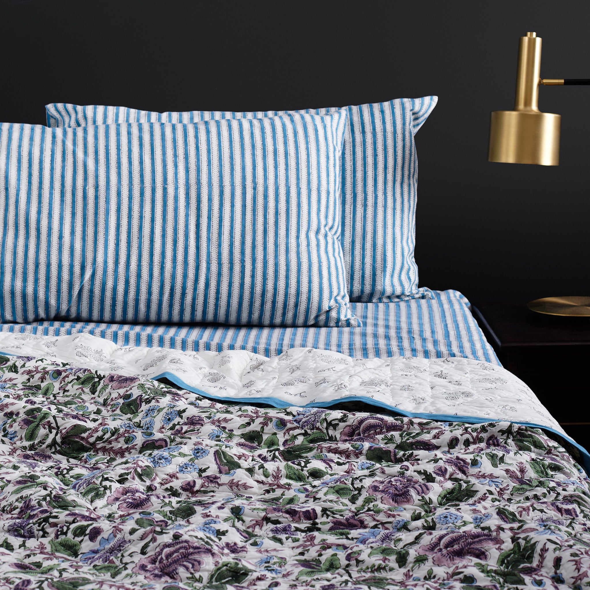 Jamila Blue Reversible Razai