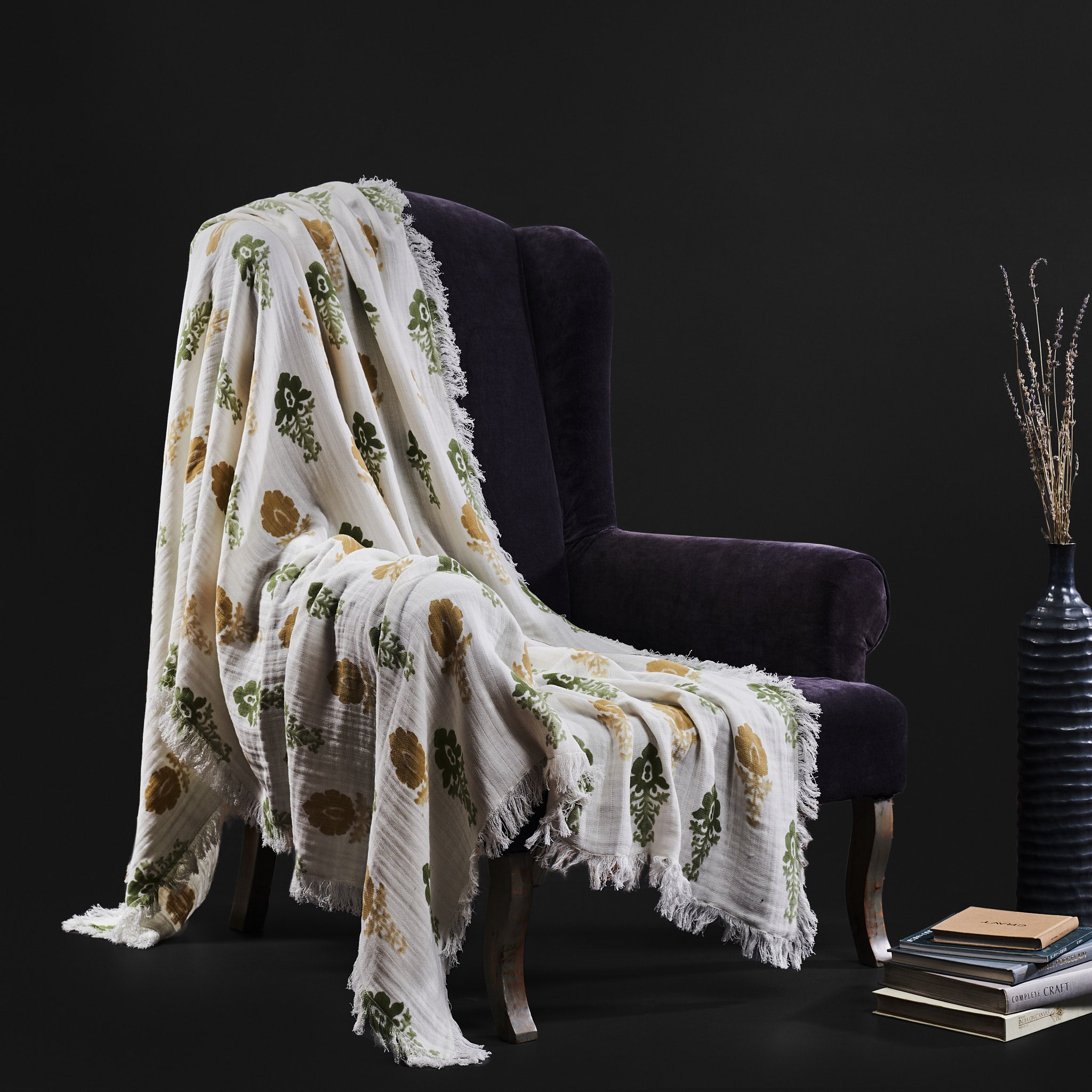 Fleur Ombre Olive Throw