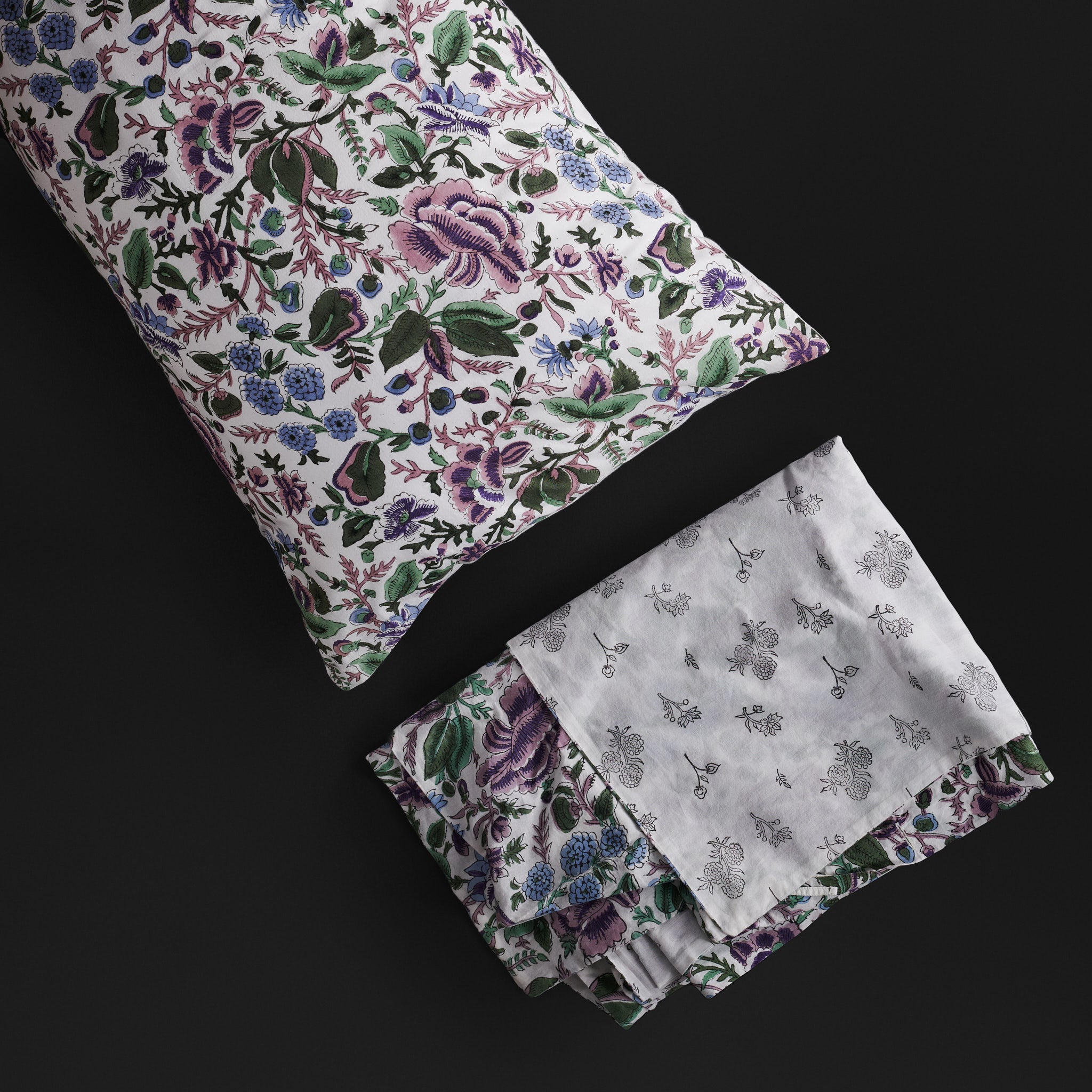 Jamila Blue Reversible Duvet Cover & Pillow Set