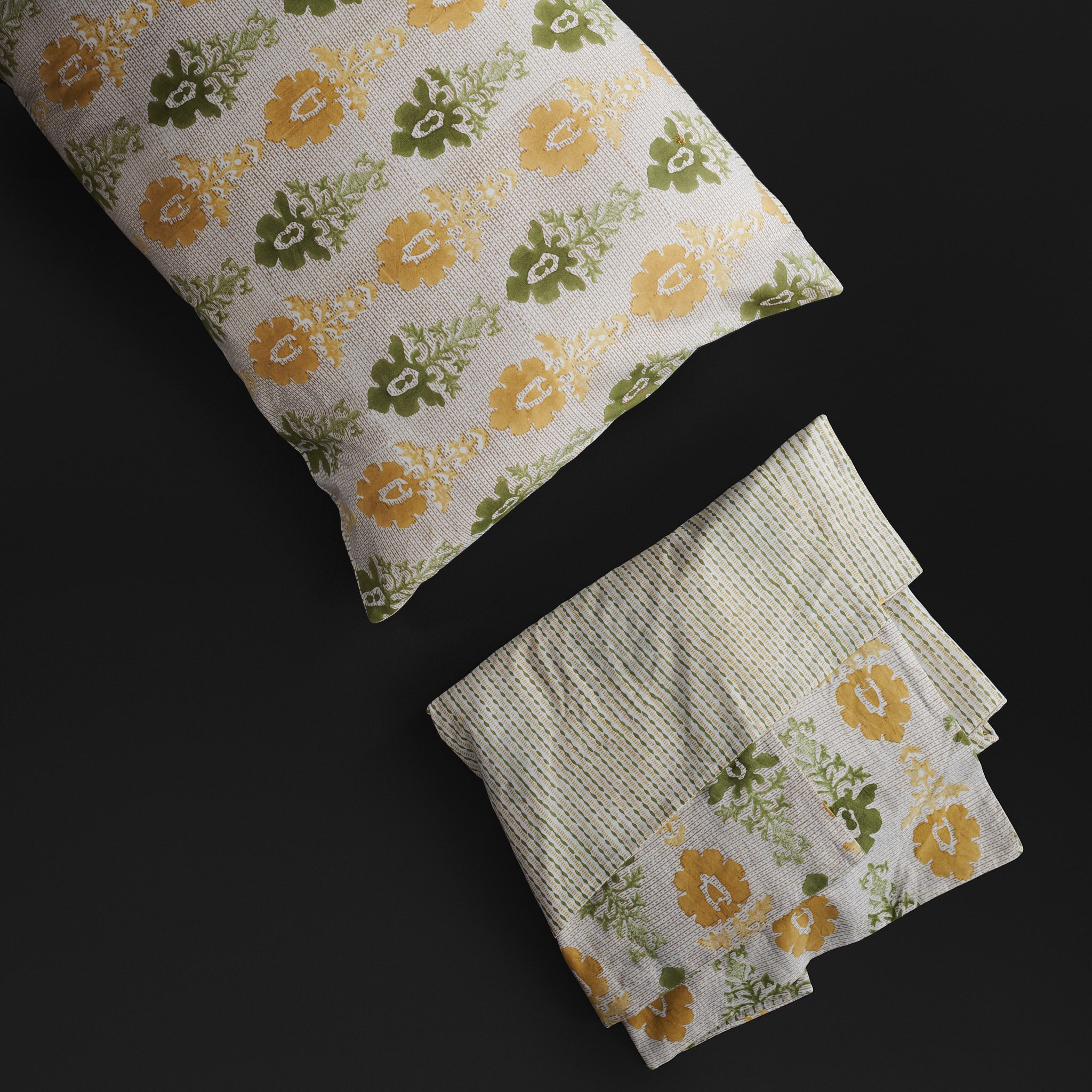 Fleur Ombre Olive Reversible Duvet Cover & Pillow Set