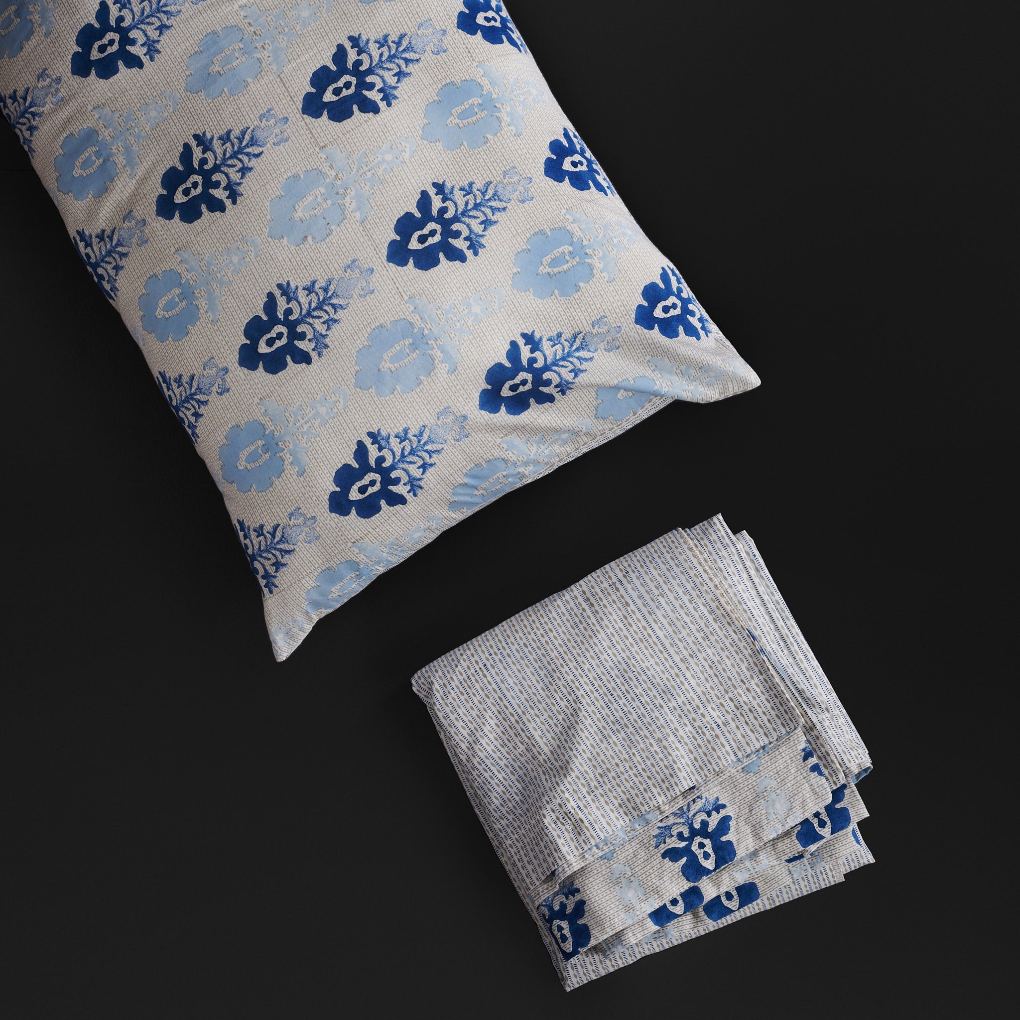 Fleur Ombre Blue Reversible Duvet Cover & Pillow Set