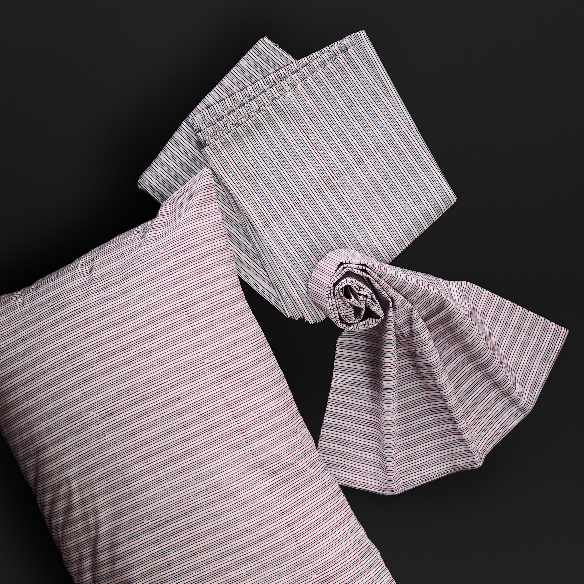 Pyjama Stripe Crimson Bedsheet & Pillow Cover Set