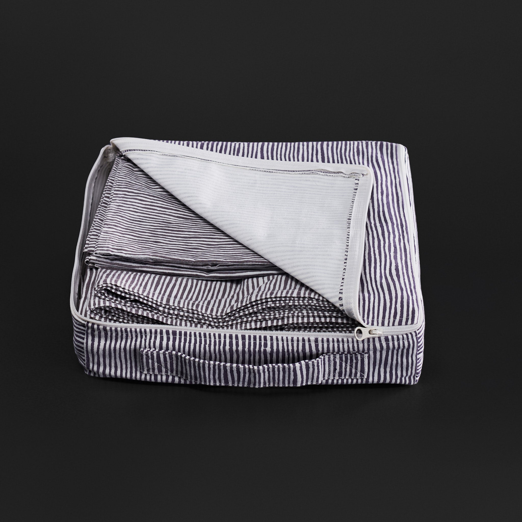 Crayon Stripe Charcoal Bedsheet & Pillow Cover Set