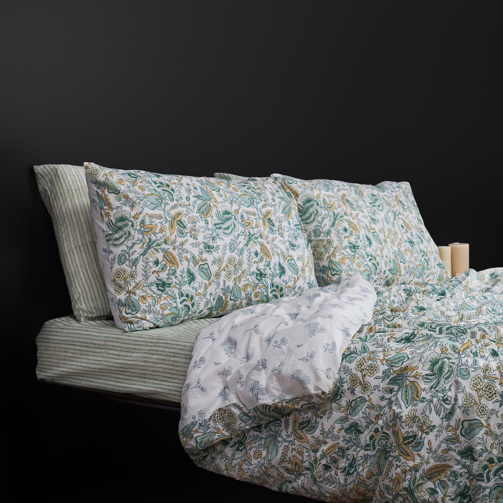 Jamila Green Reversible Duvet Cover & Pillow Set