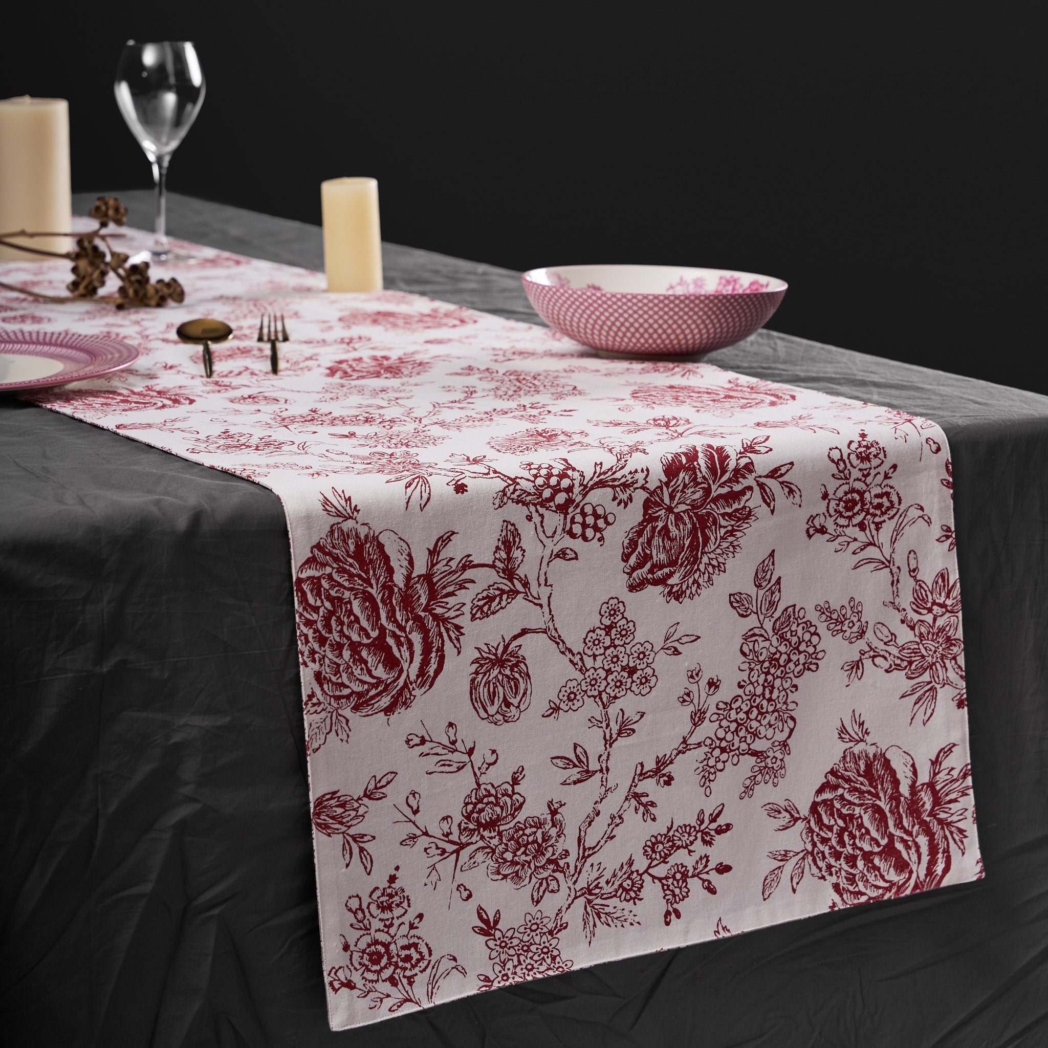 Ayana Cherry Red Reversible Table Runner