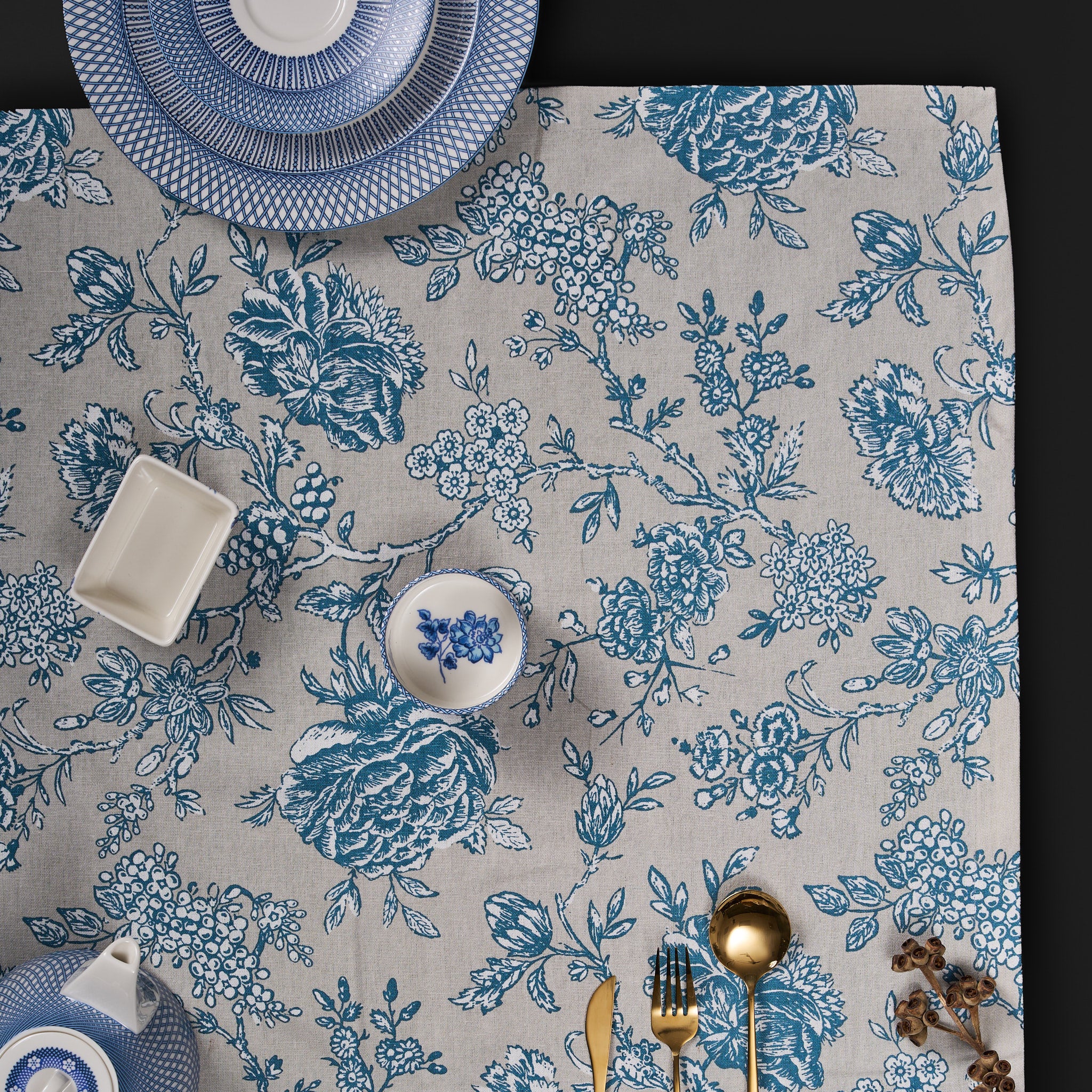 Ayana Teal Blue Tablecloth