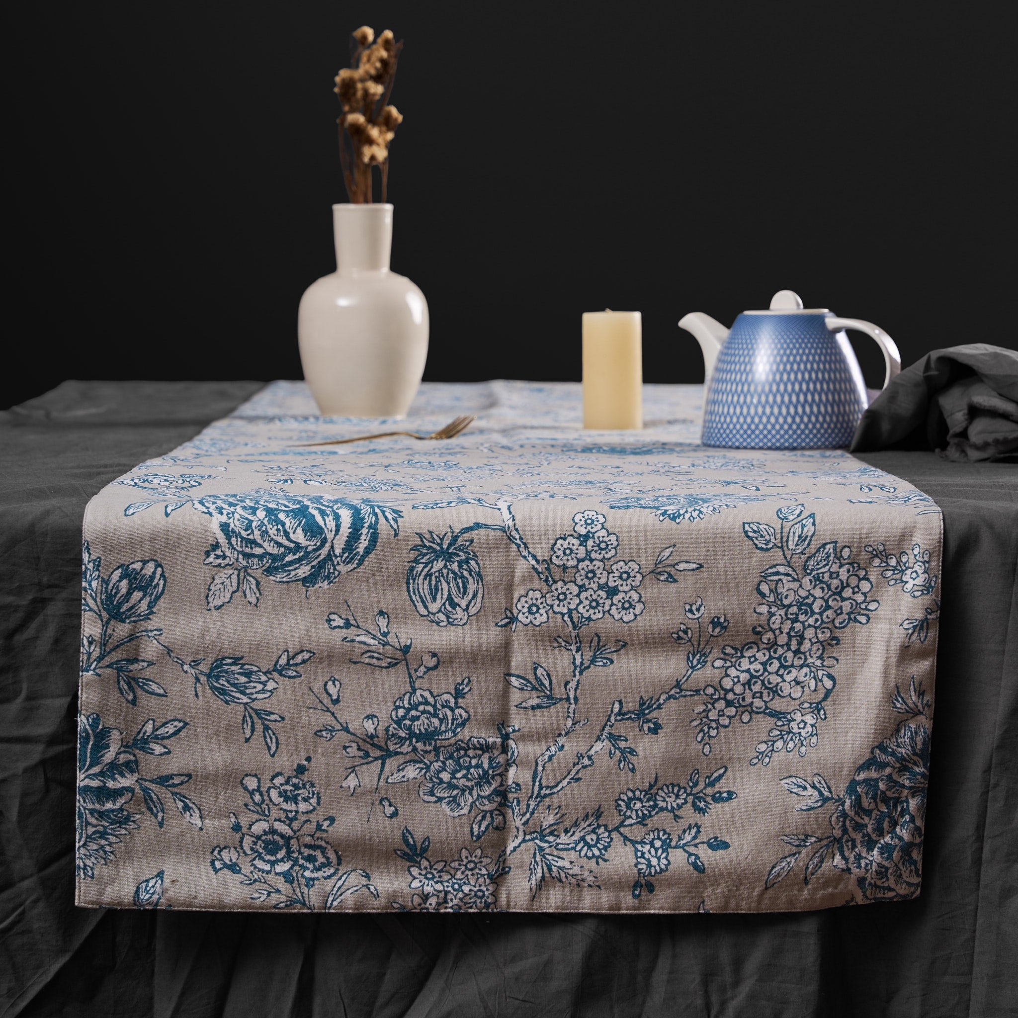 Ayana Teal Blue Reversible Table Runner