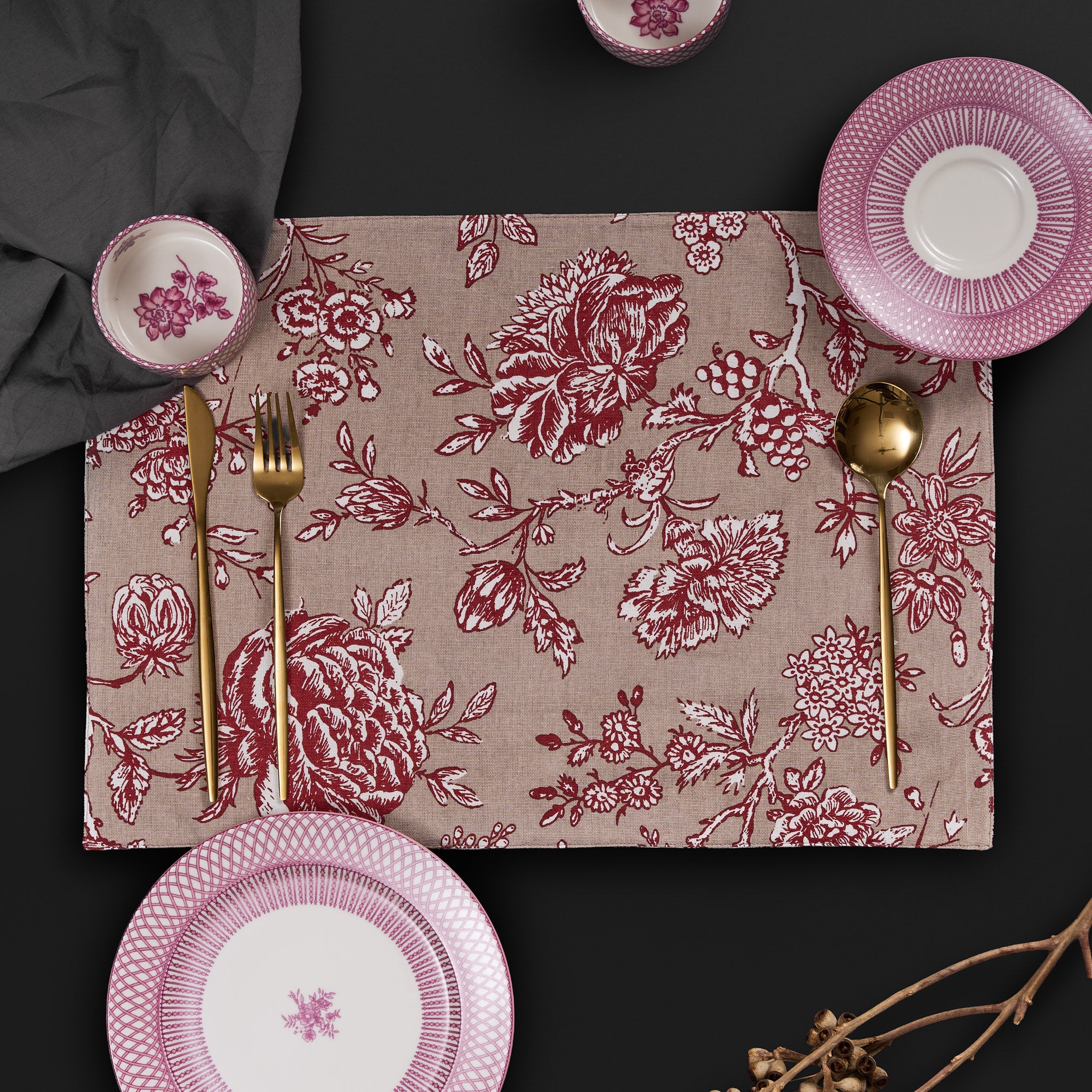 Ayana Cherry Red Reversible Placemats
