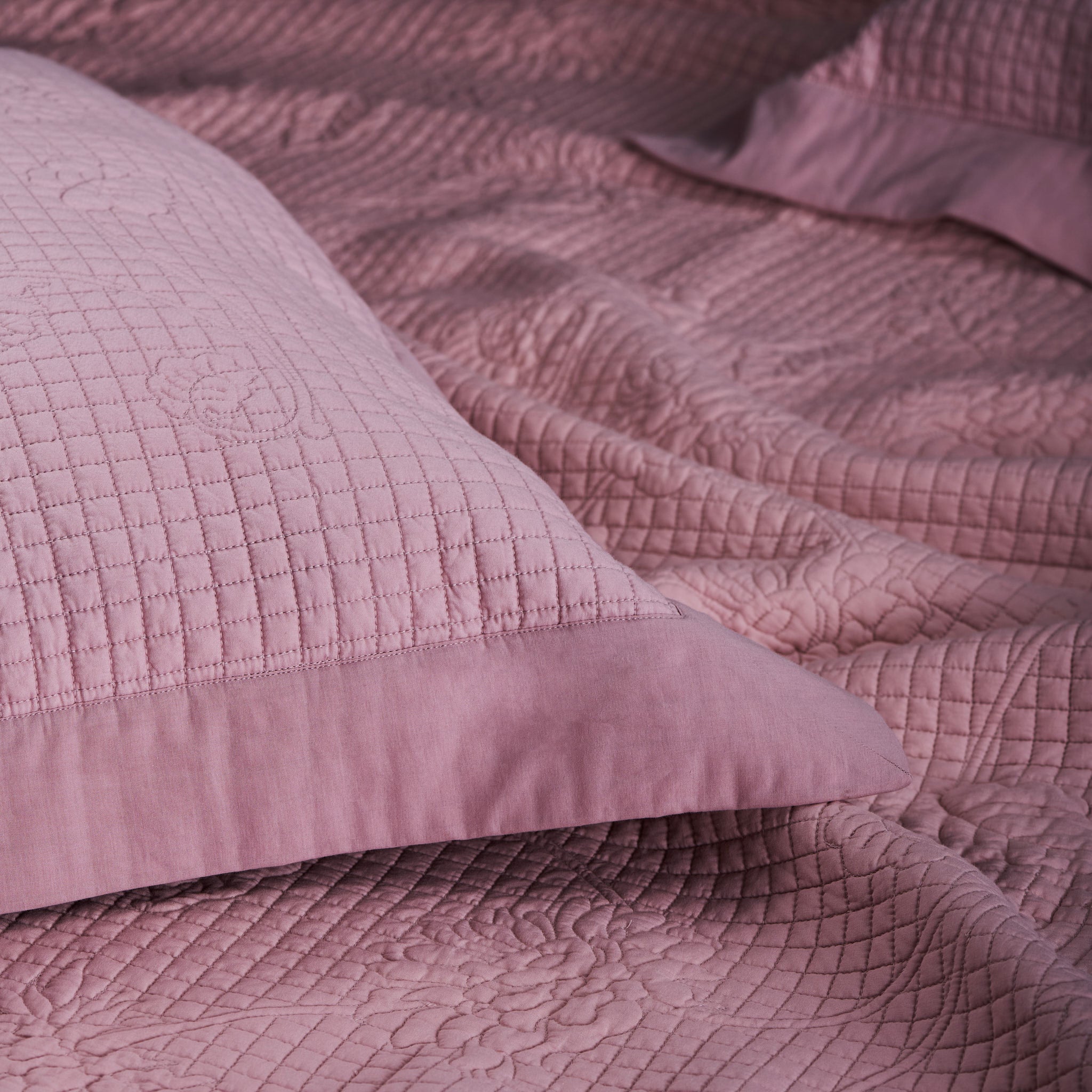 Floral Dusty Rose Quilted Pillow Shams