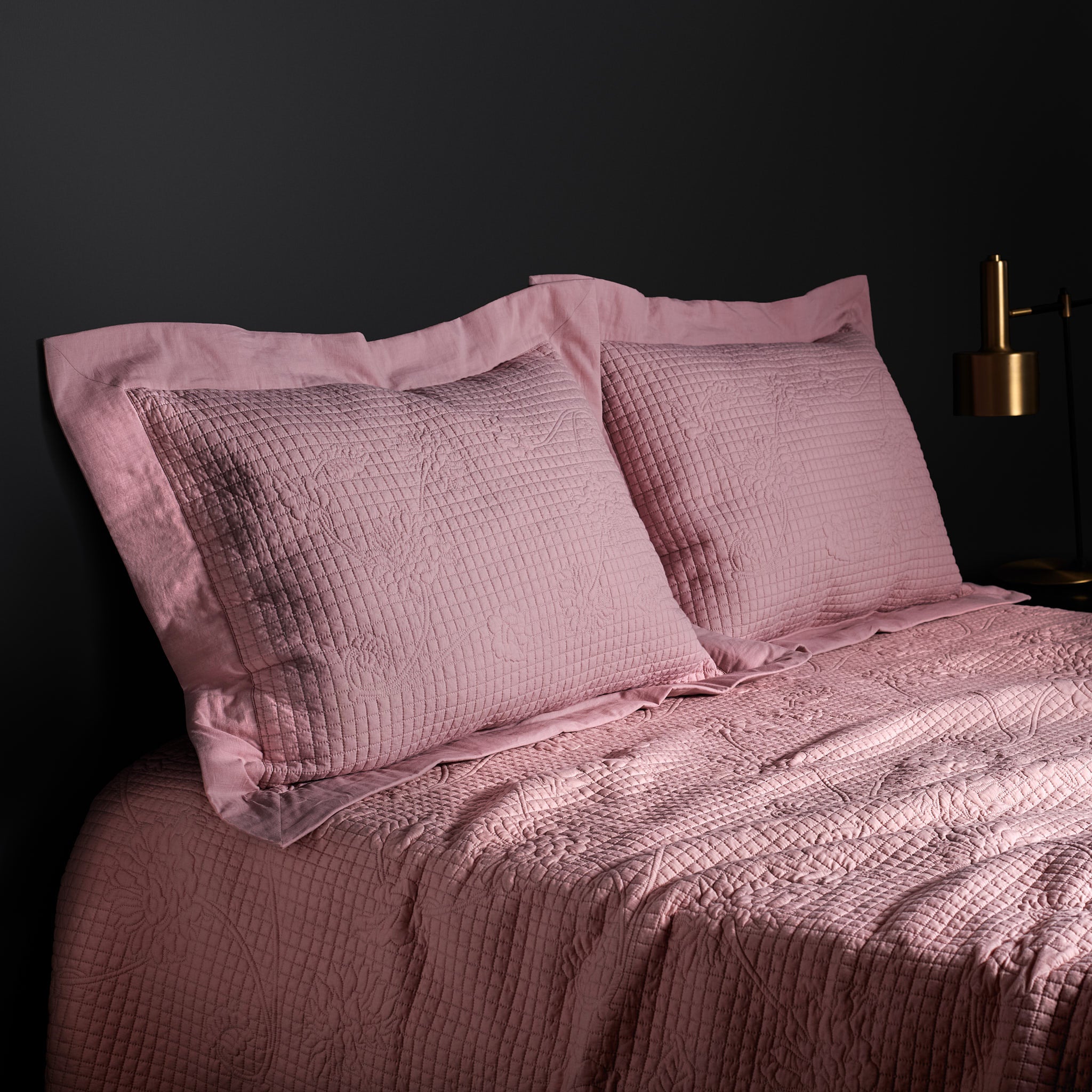 Floral Dusty Rose Quilted Pillow Shams