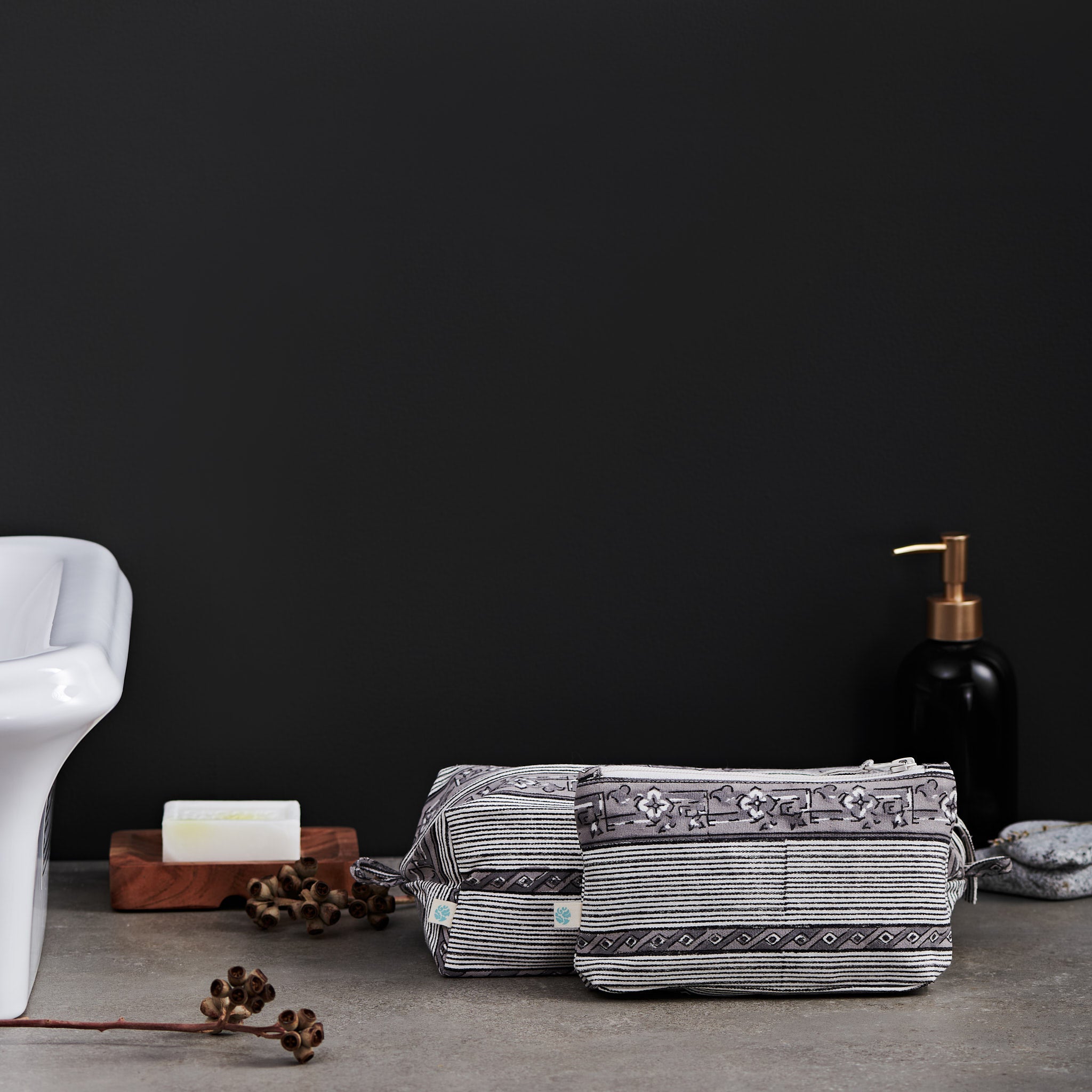 Tula Charcoal Grey Travel Pouches