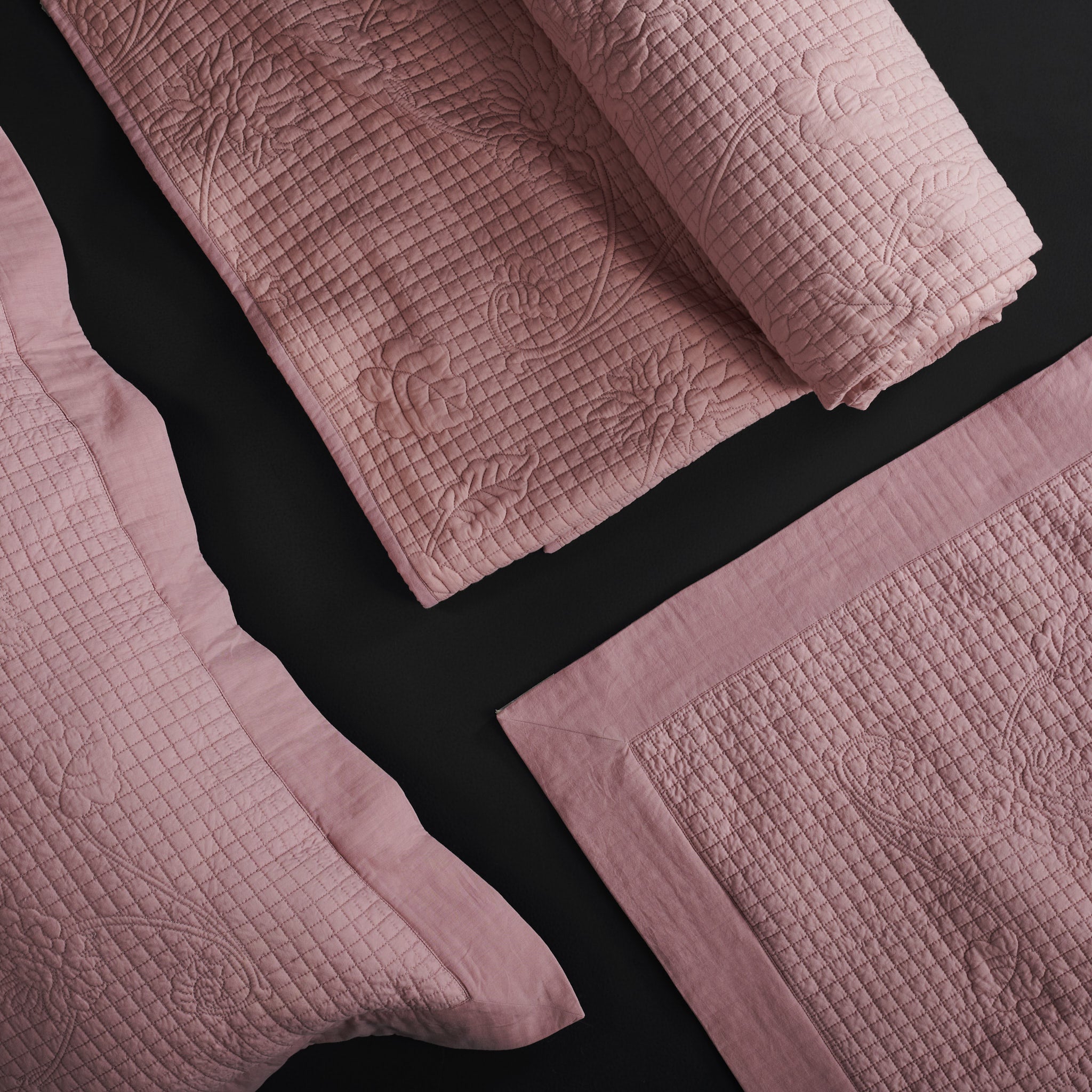 Floral Dusty Rose Quilted Pillow Shams