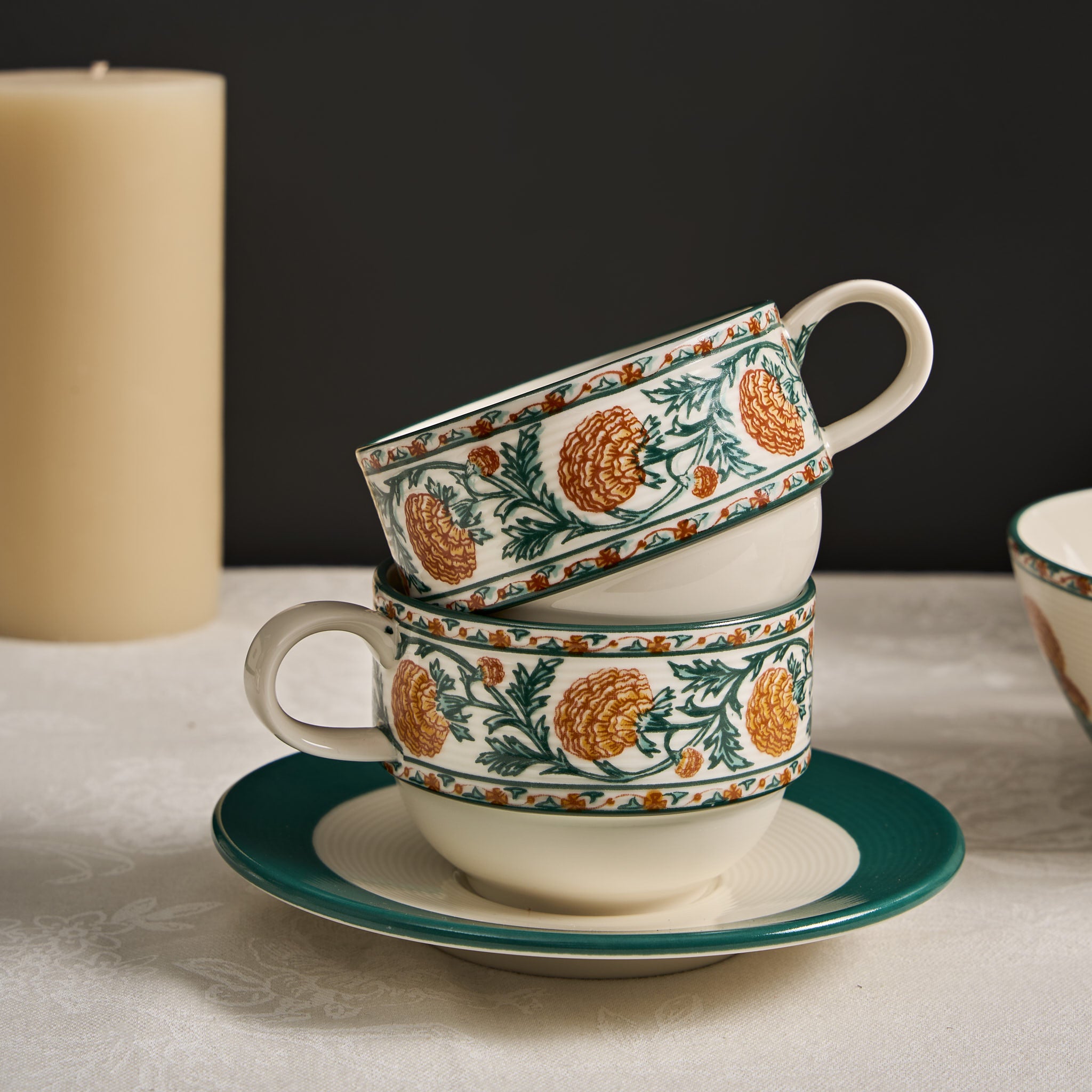 Meesha Saffron Cup & Saucer Set