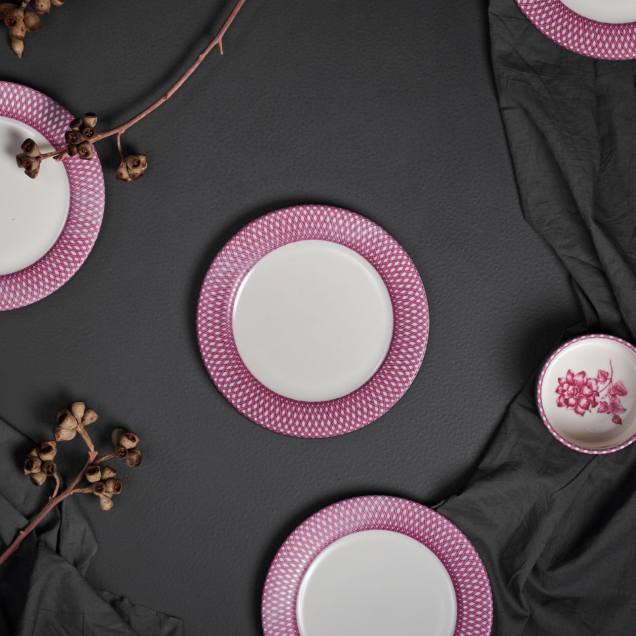Renata Raspberry Pink Snack Plate Set