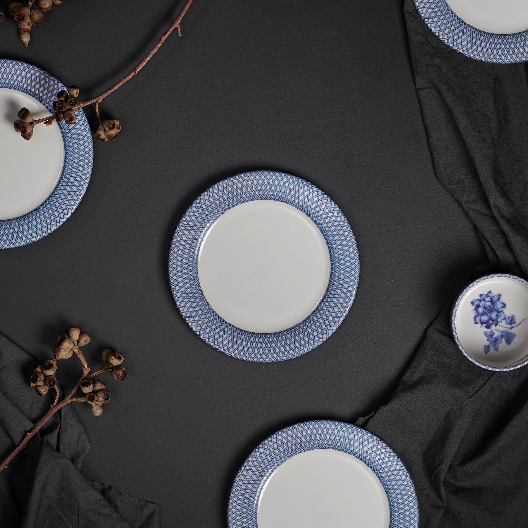 Renata China Blue Snack Plate Set