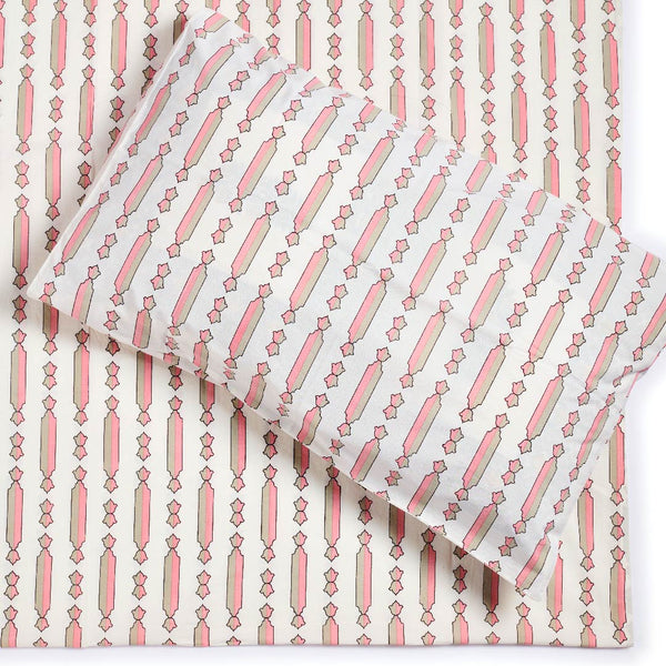 Minar strawberry pink bedsheet & pillow cover set
