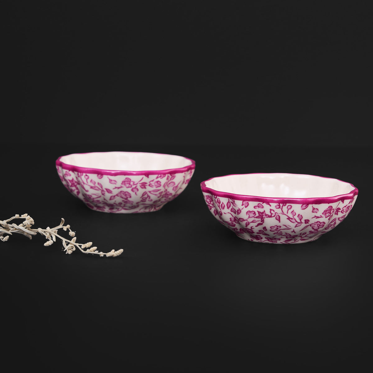 Tiana Floral Raspberry Pink Petal Bowl Set