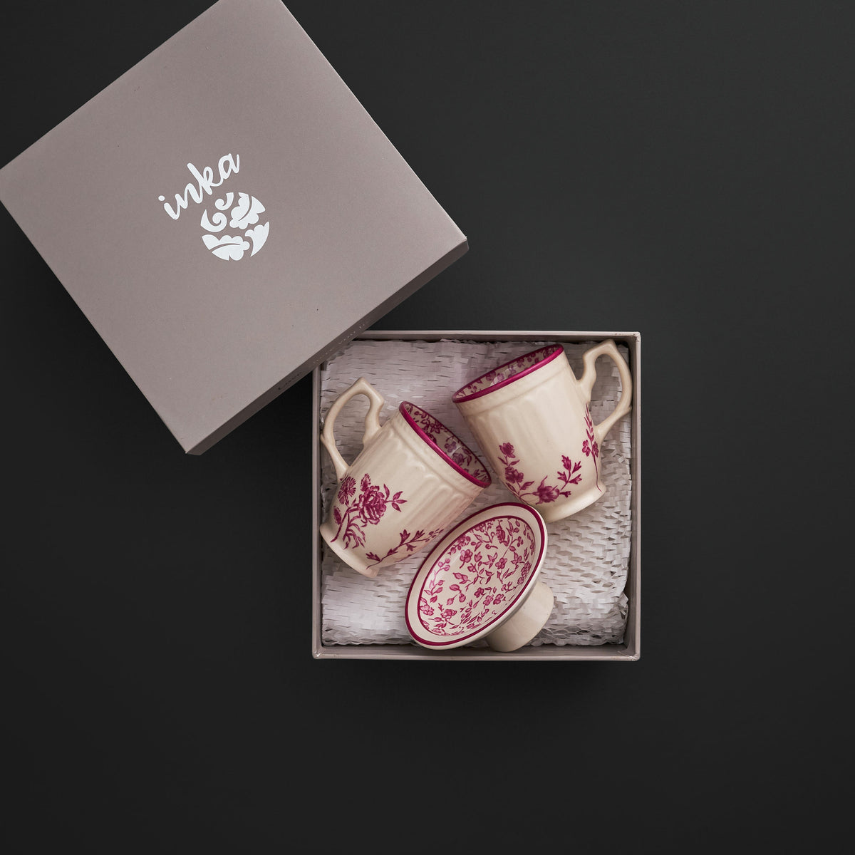 Tiana Floral Raspberry Pink Mug & Cookie Plate Set