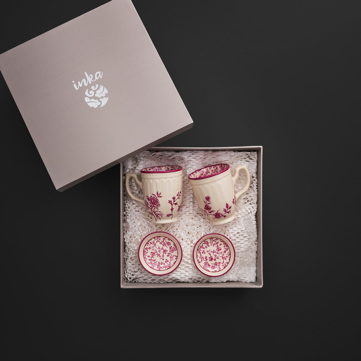 Tiana Floral Raspberry Pink Mug & Small Dish Set