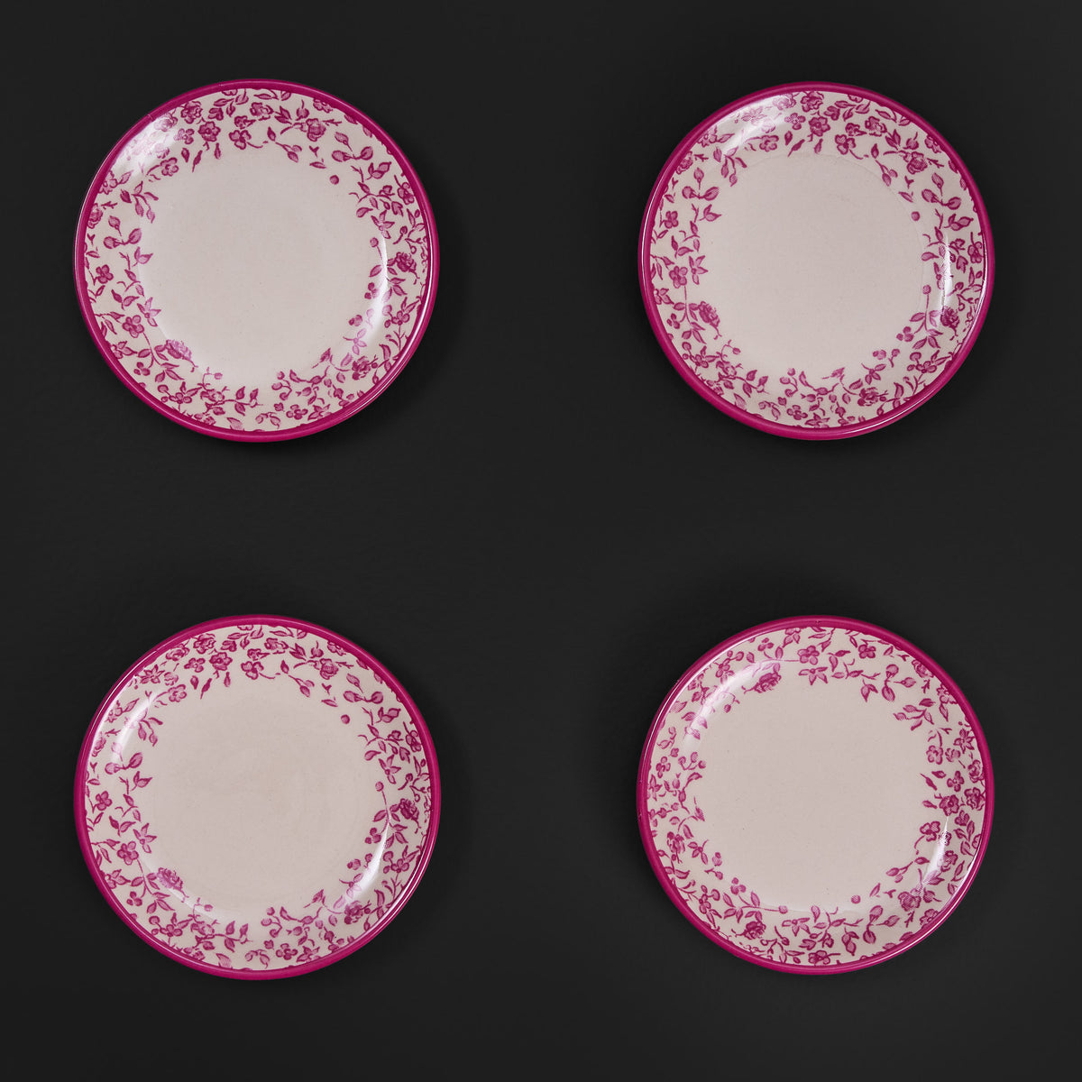 Tiana Floral Raspberry Pink Mezze Plate Set
