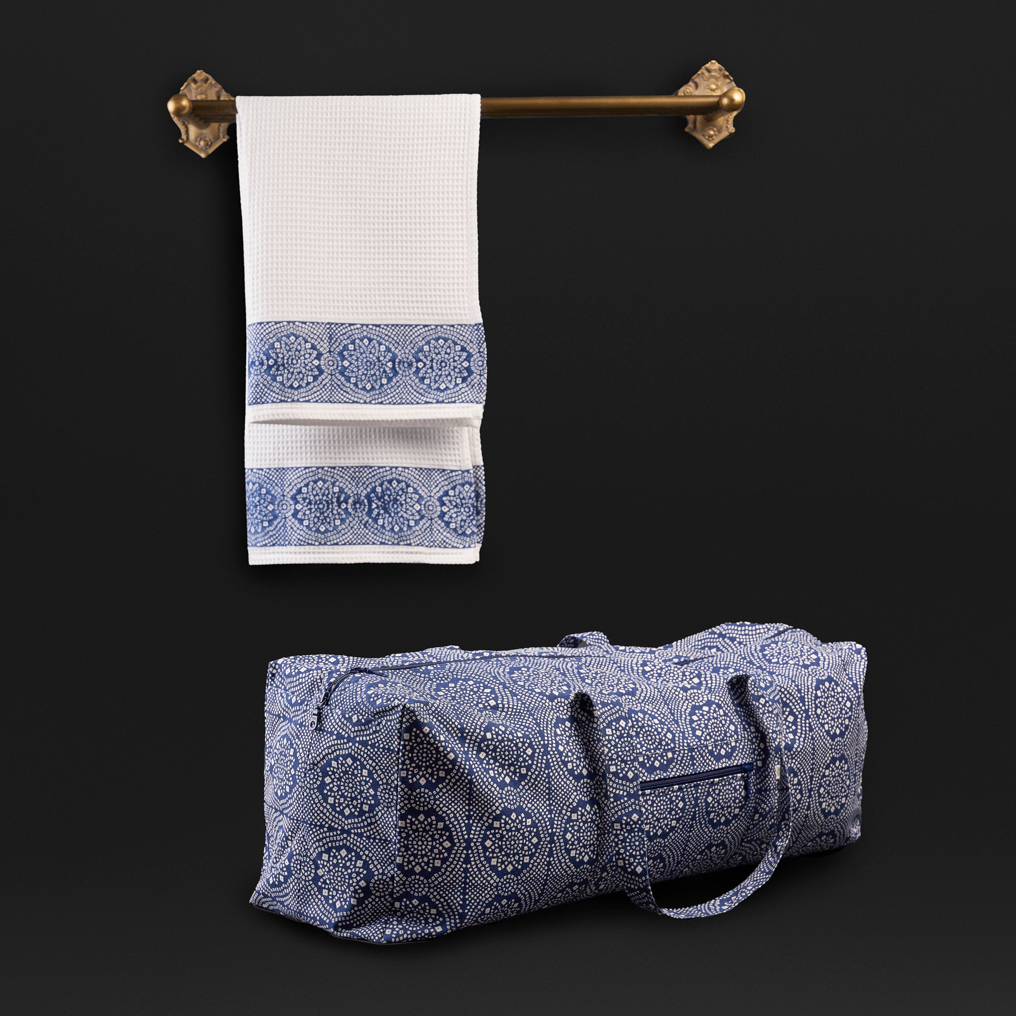 Mosaic Ink Blue Sweat Towel