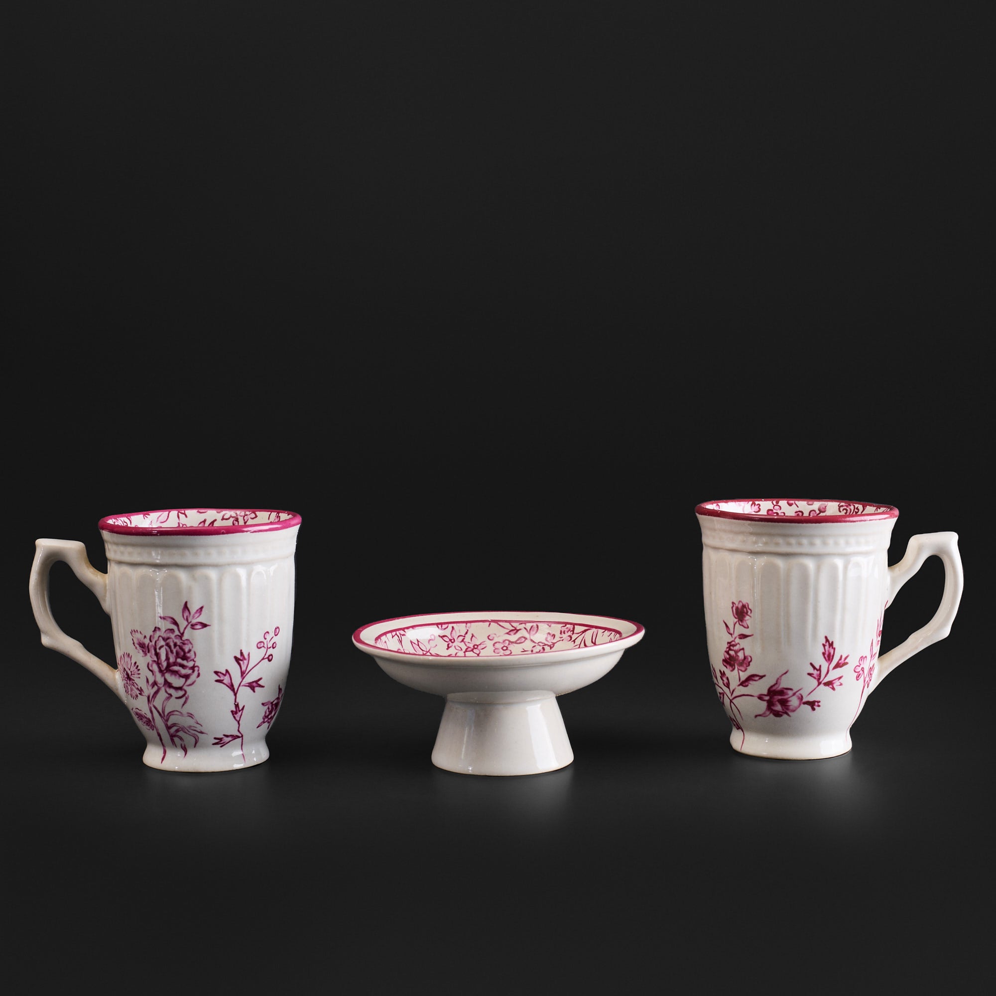 Tiana Floral Raspberry Pink Mug & Cookie Plate Set