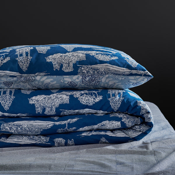 Vedika indigo reversible duvet cover & pillow set