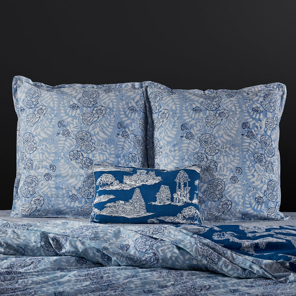 Mogra blue euro pillow sham