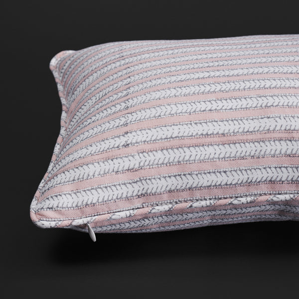 Feather Stripe dusty rose 30x50 cushion