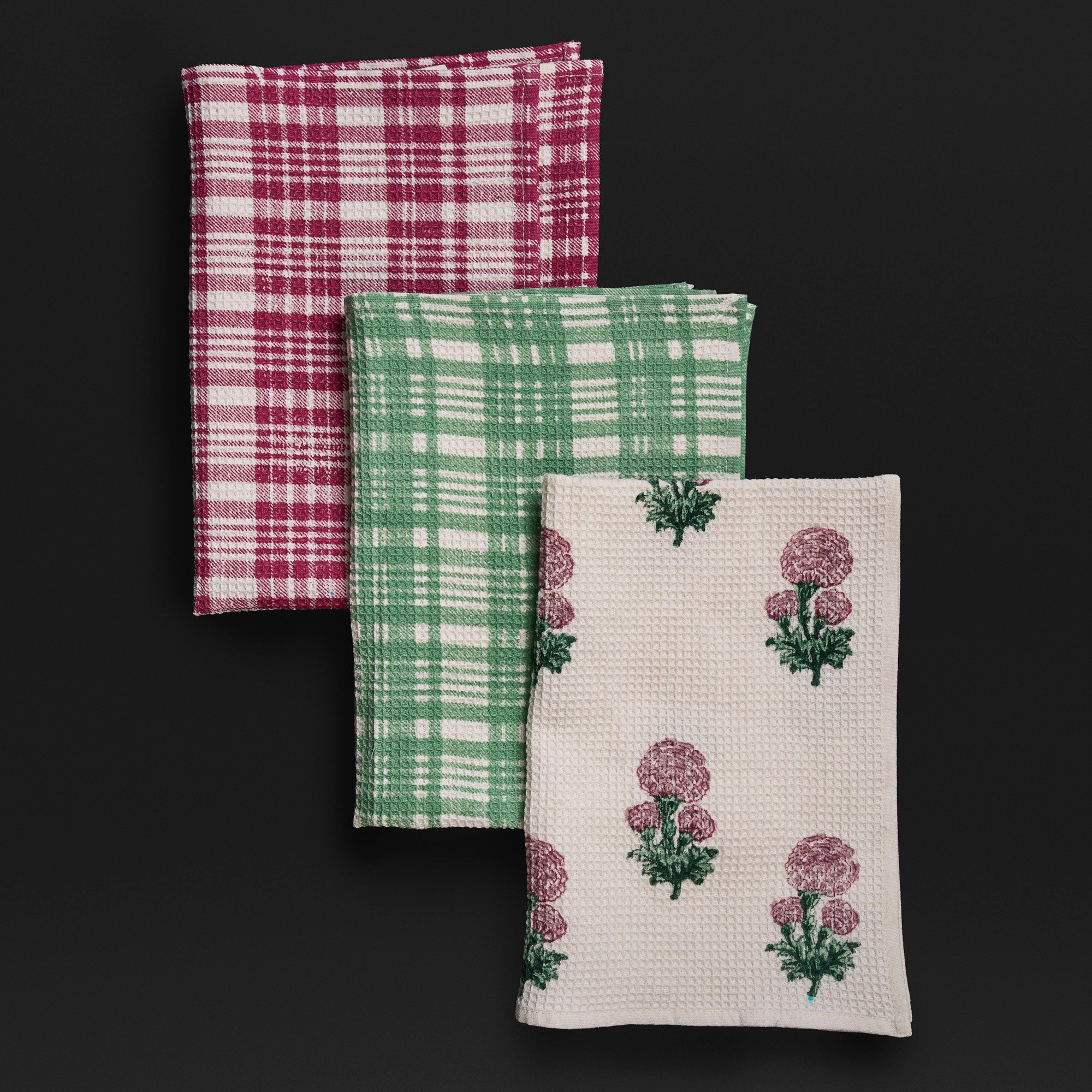 Meesha Magenta Pink Kitchen Towel Set