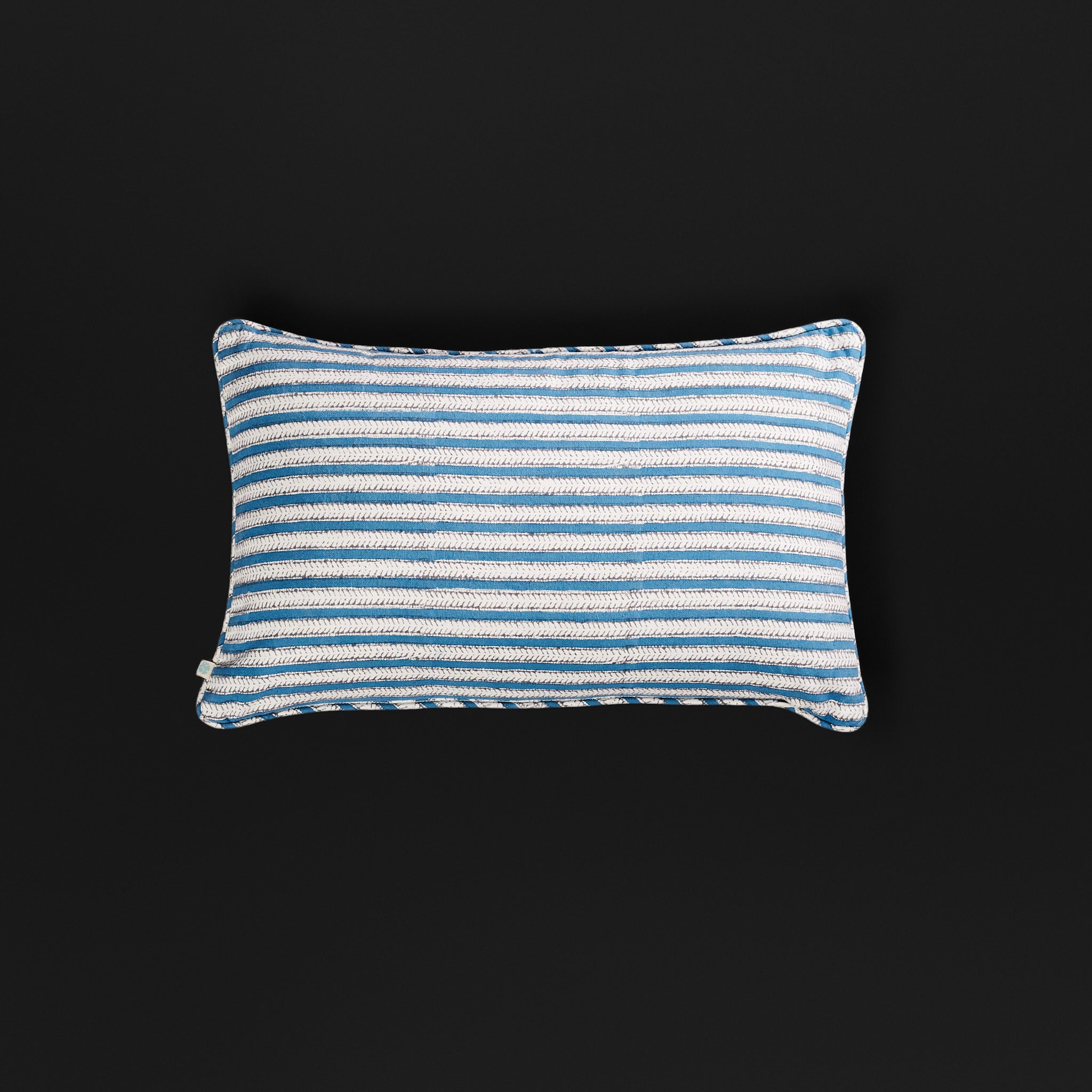 Feather Stripe Ladakh Blue Cushion