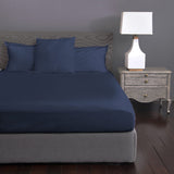 Navy solid bedsheet & pillow cover set