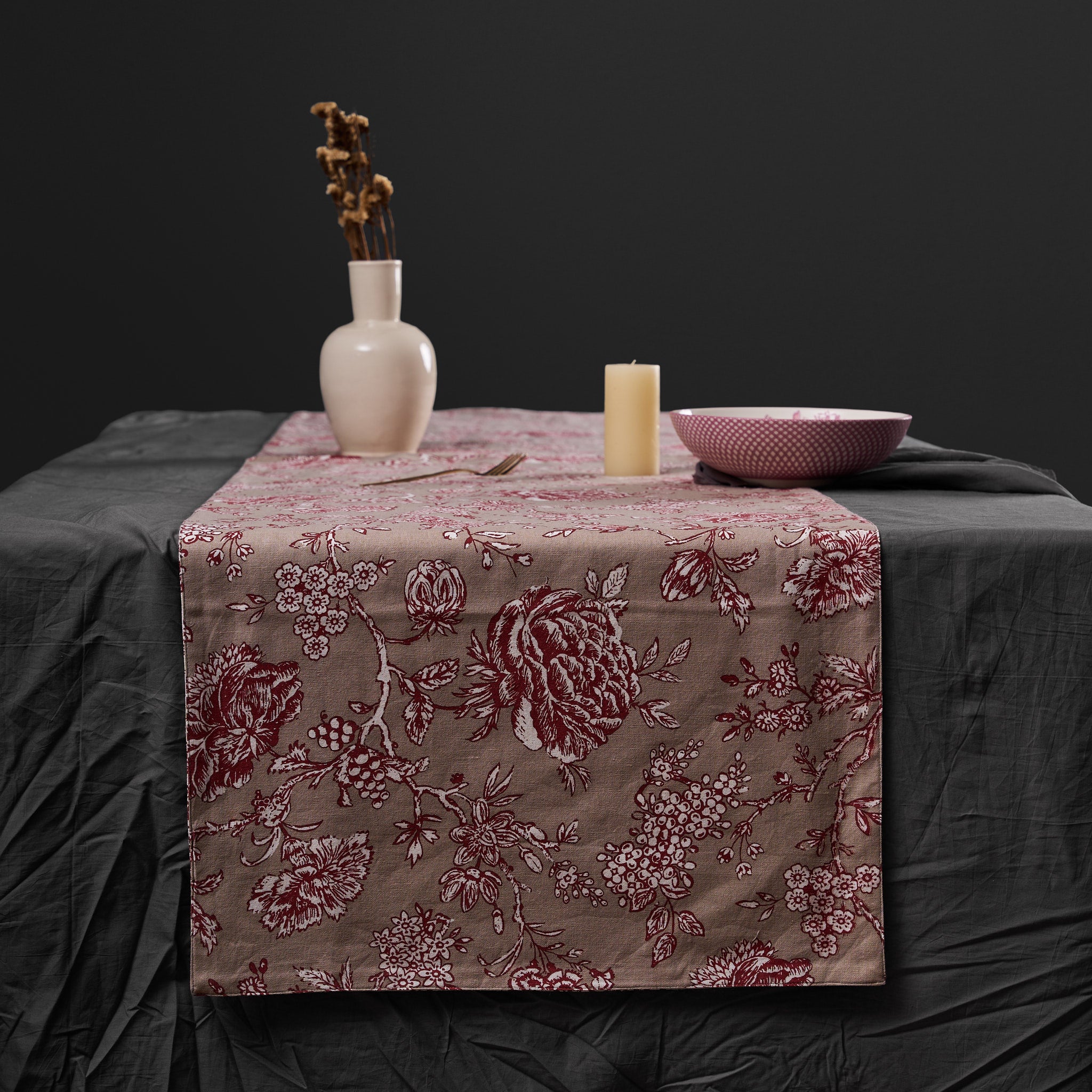 Ayana Cherry Red Reversible Table Runner