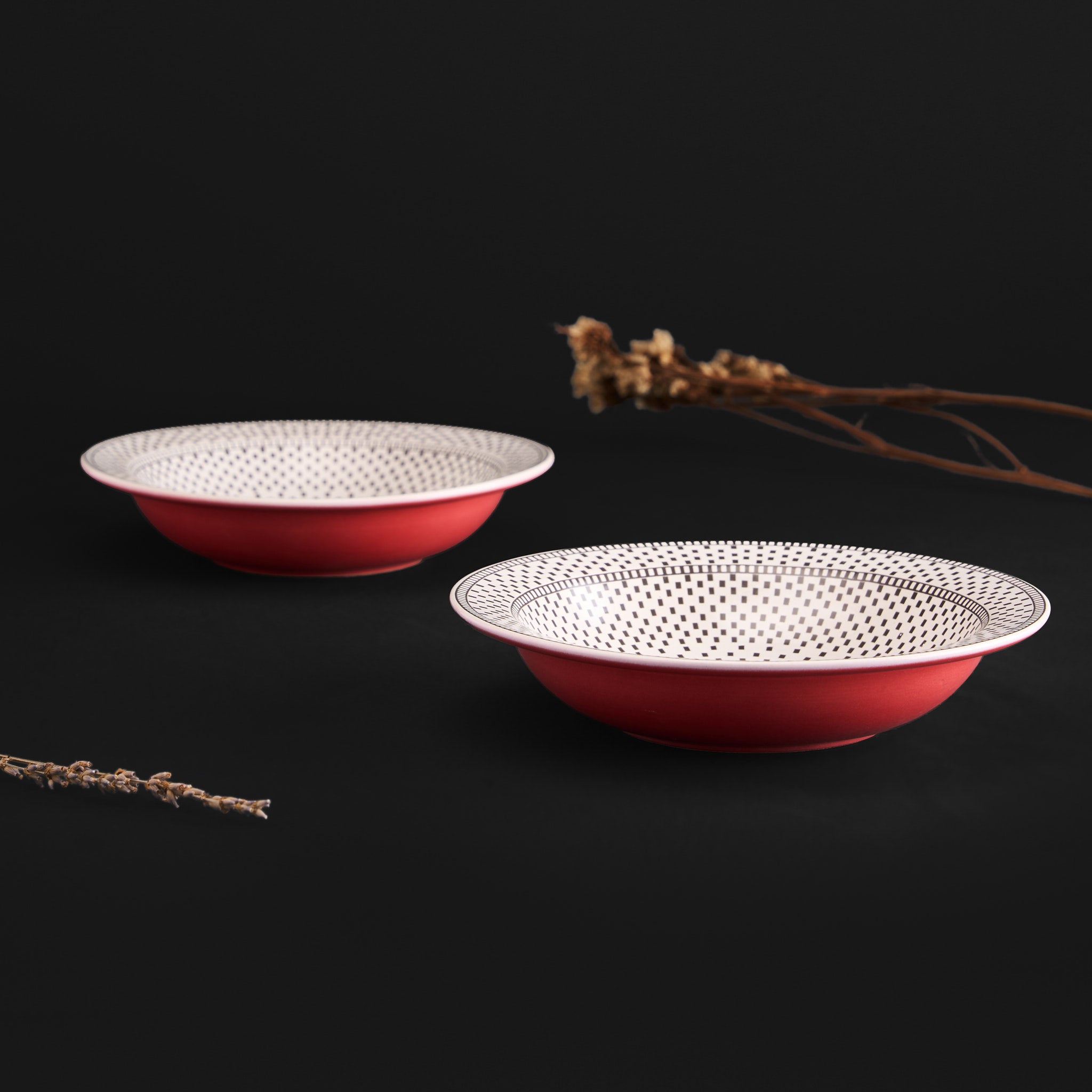 Kalam Charcoal Red Halo Small Bowl Set