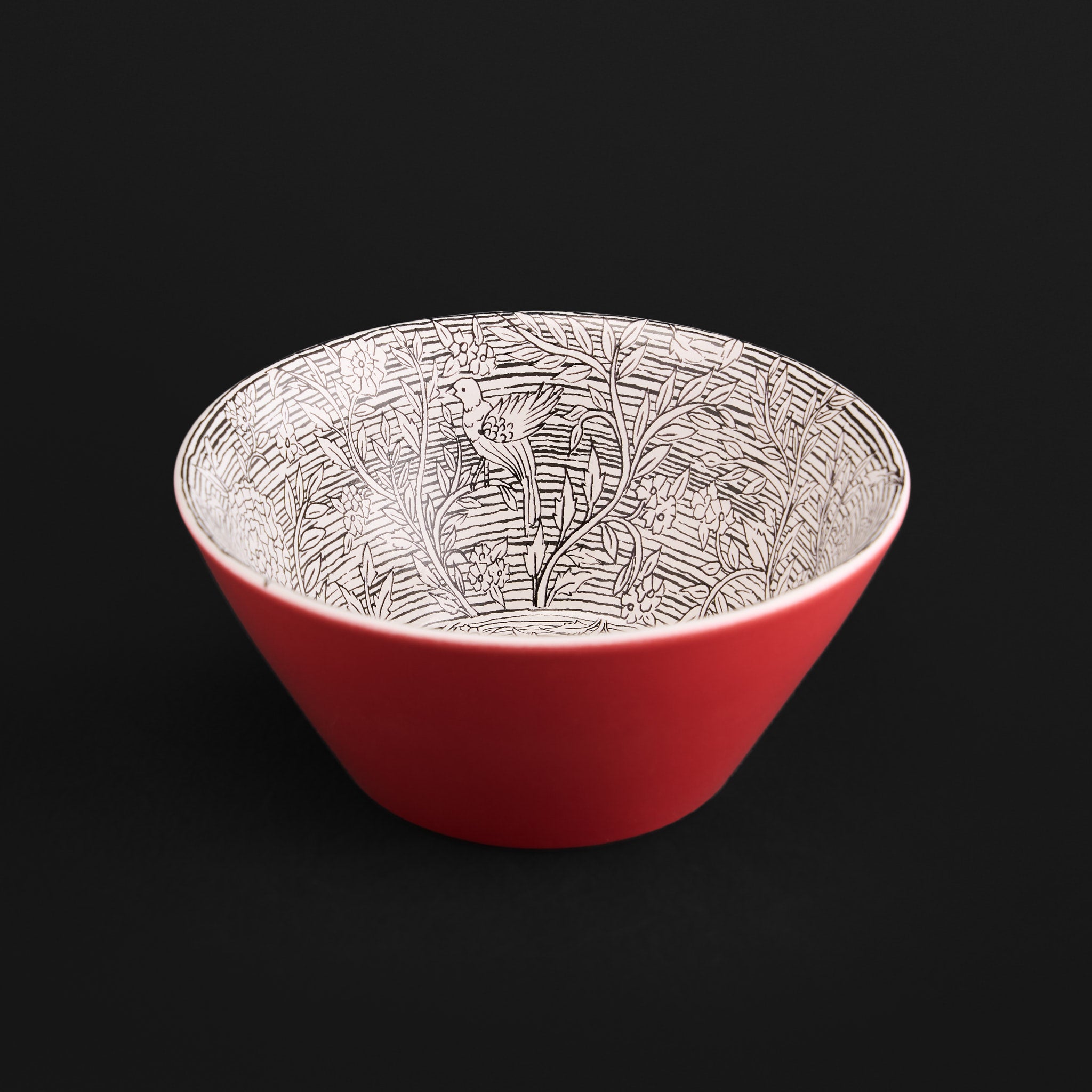 Kalam Charcoal Red Conical Bowl Set