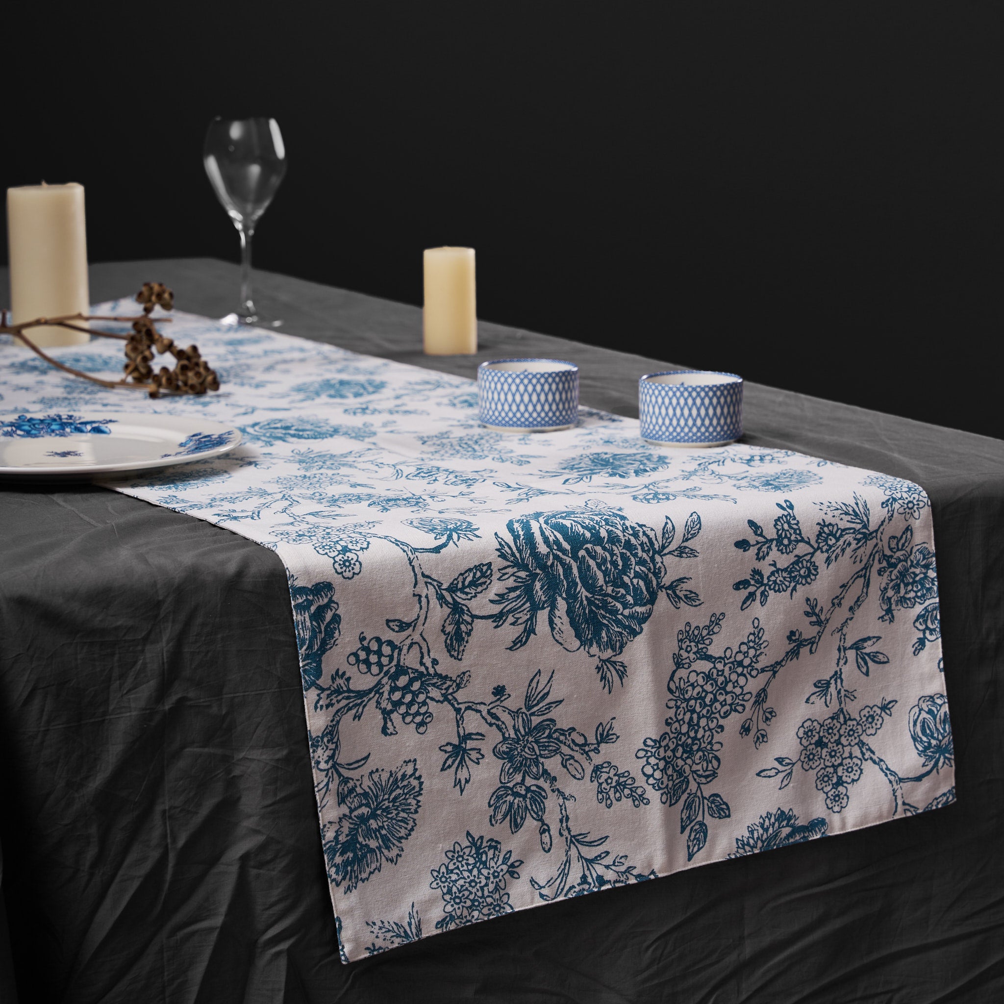 Ayana Teal Blue Reversible Table Runner