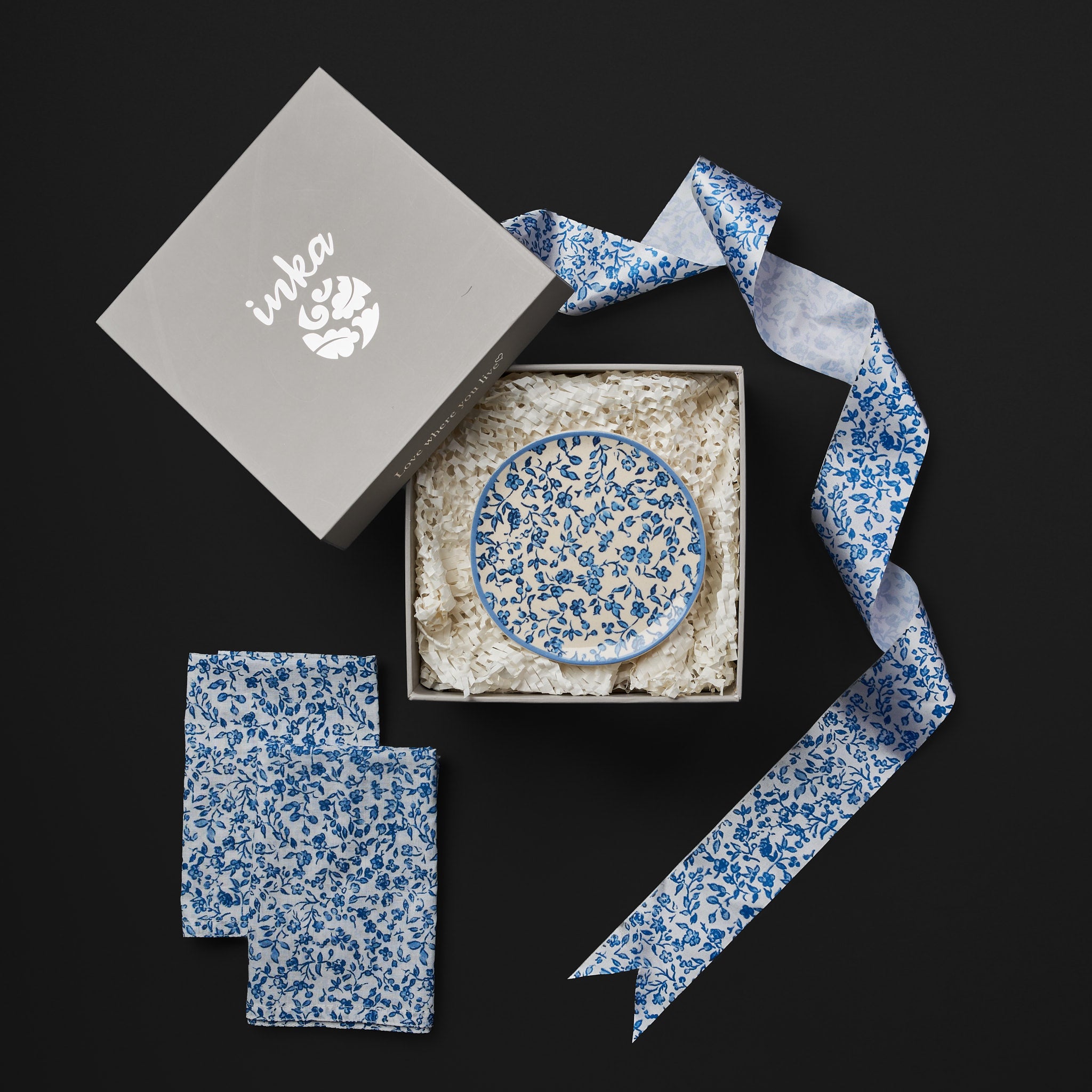 Tiana Cobalt Blue Tapa Plate Set