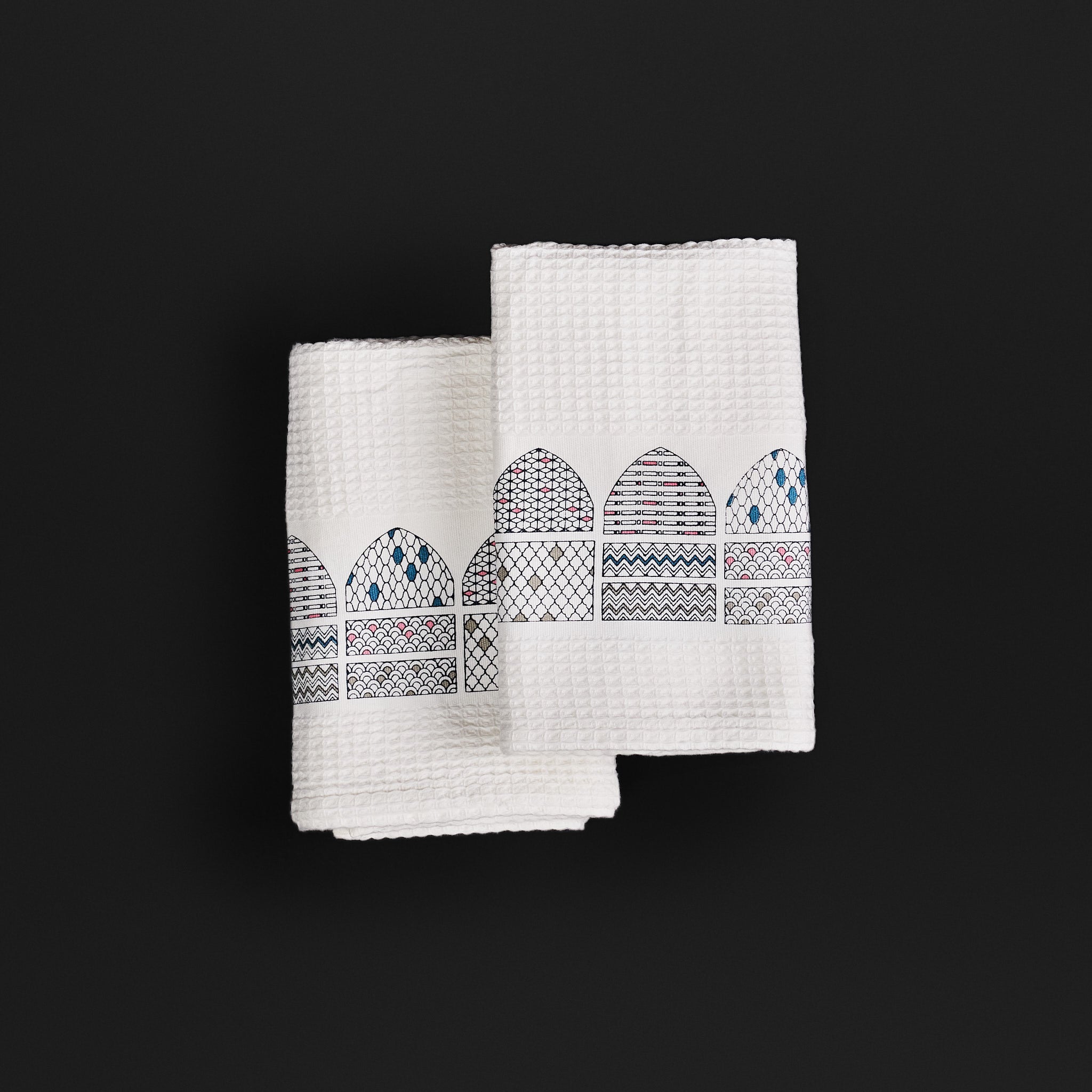 Jharokha Pink & Blue Hand Towels