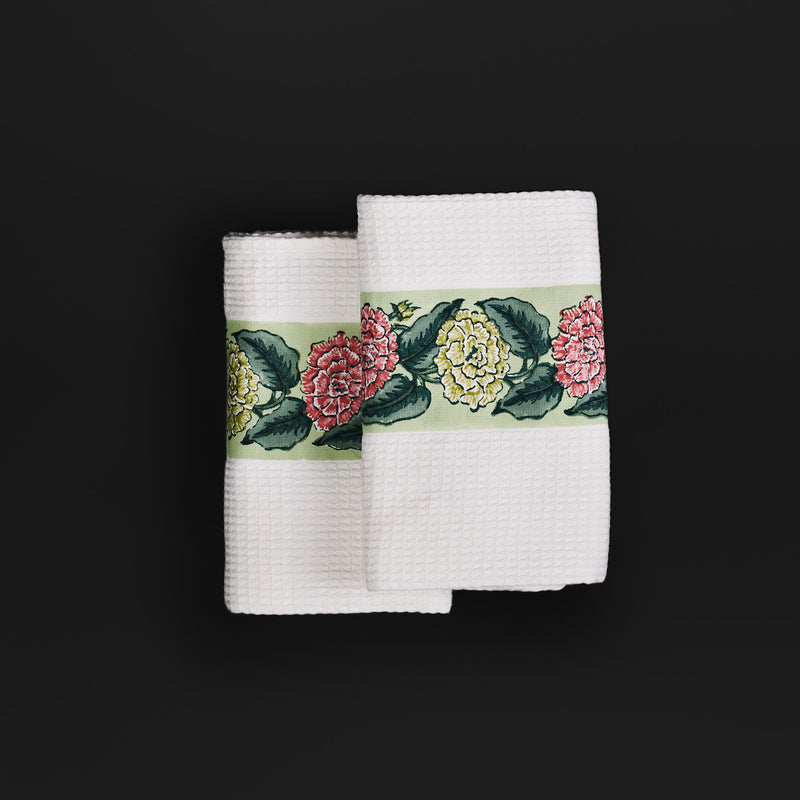 Dahlia lime hand towels (Set of 2)