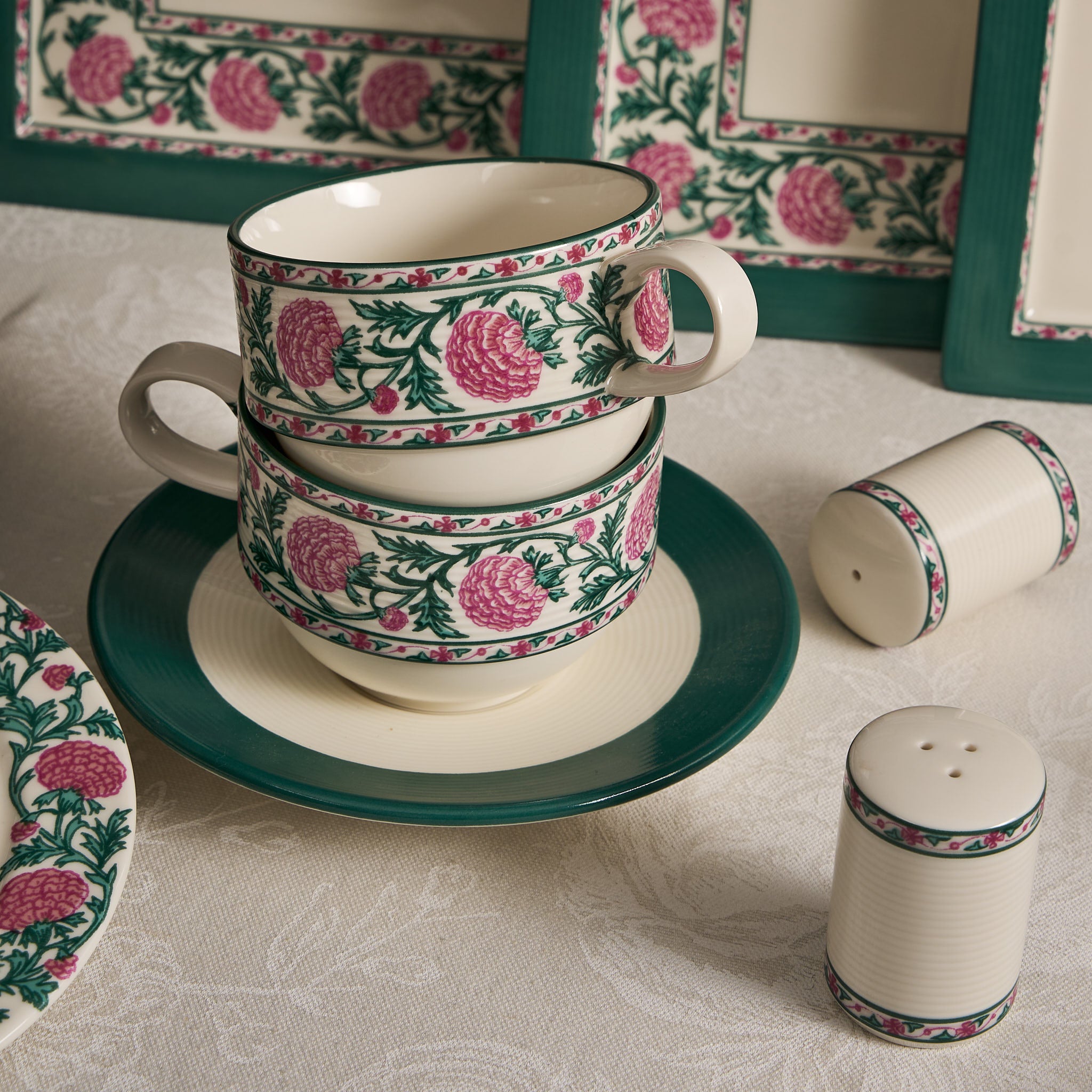 Meesha Mulberry Pink Cup & Saucer Set