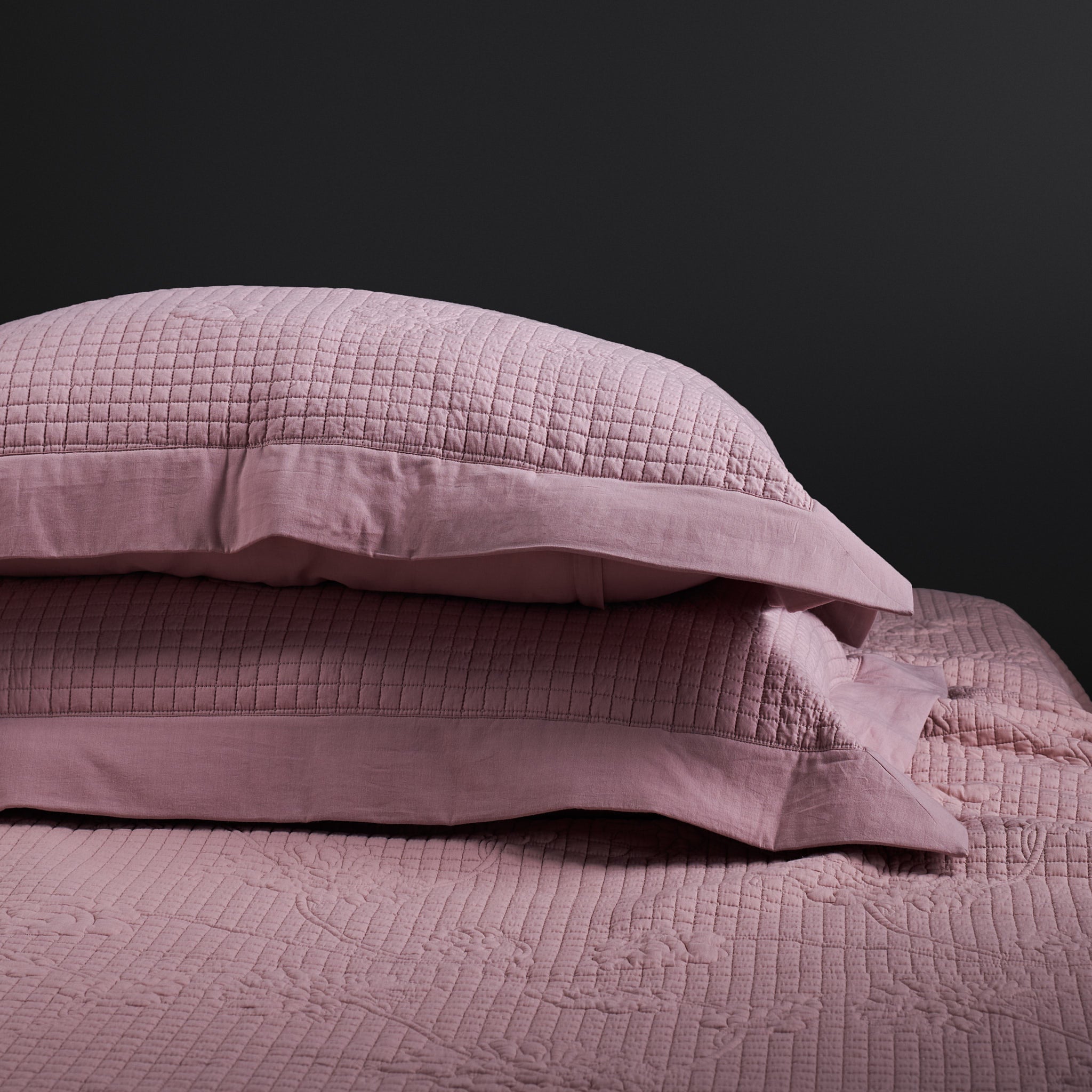 Floral Dusty Rose Quilted Pillow Shams