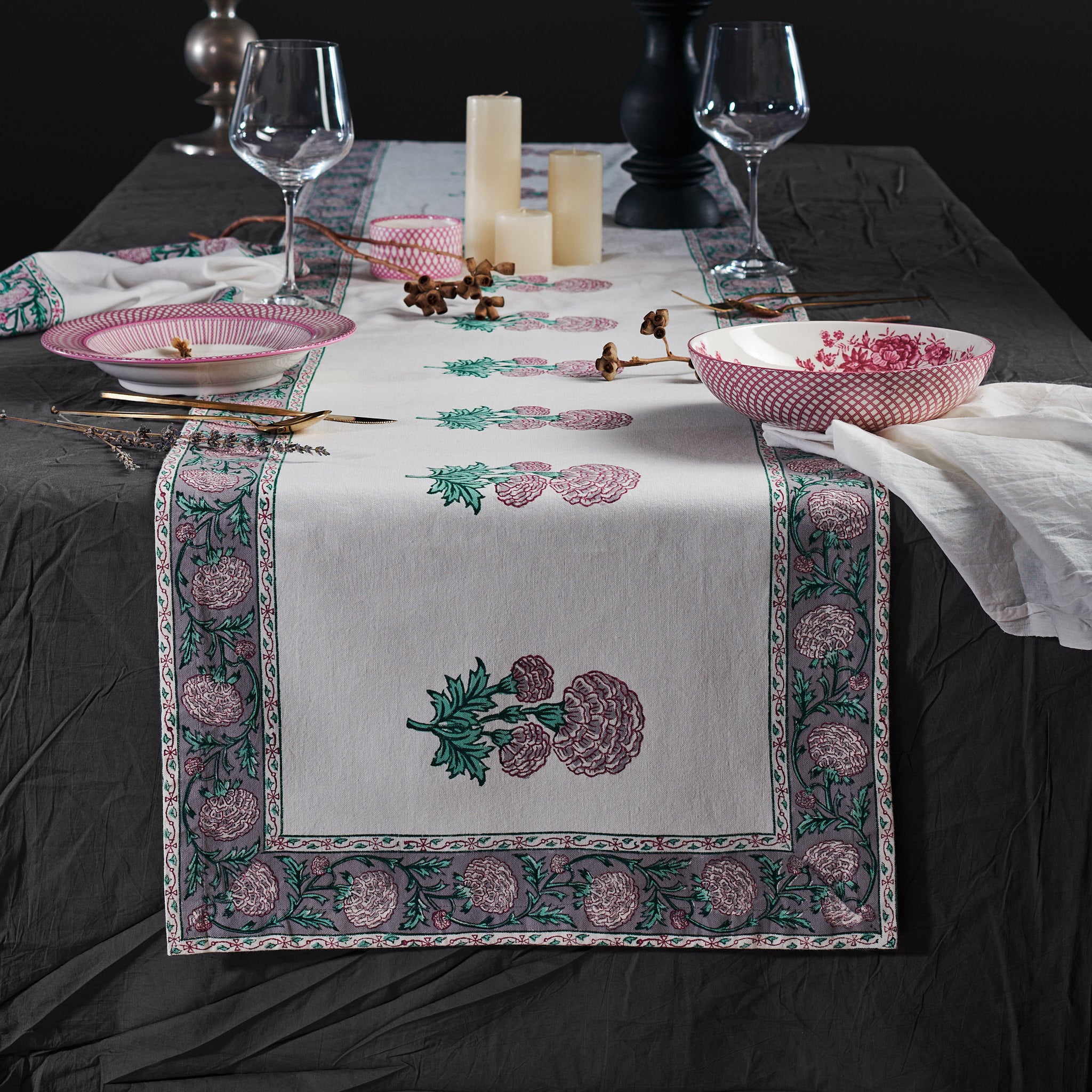 Meesha Magenta Pink Table Runner