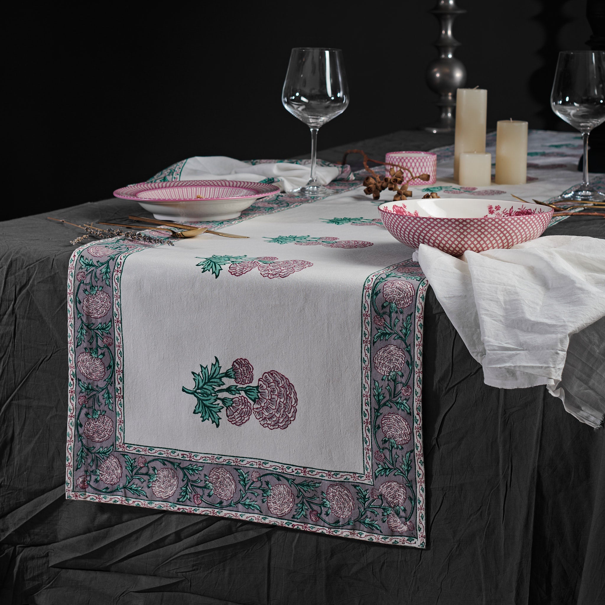 Meesha Magenta Pink Table Runner