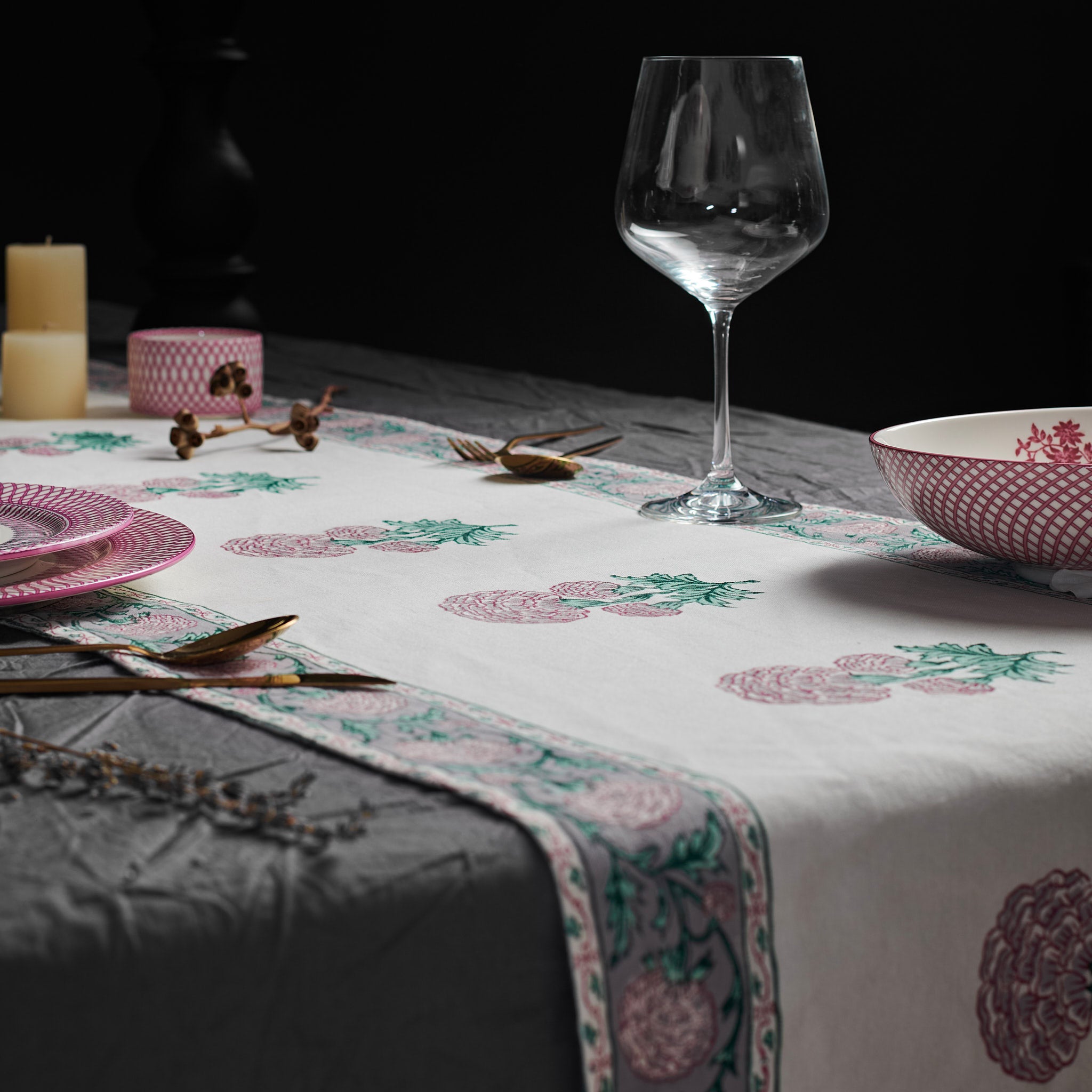 Meesha Magenta Pink Table Runner