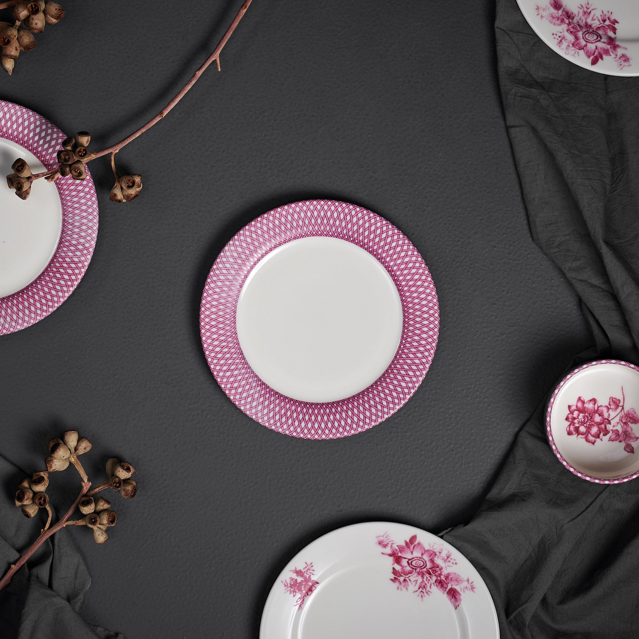 Renata Raspberry Pink Snack Plate Set