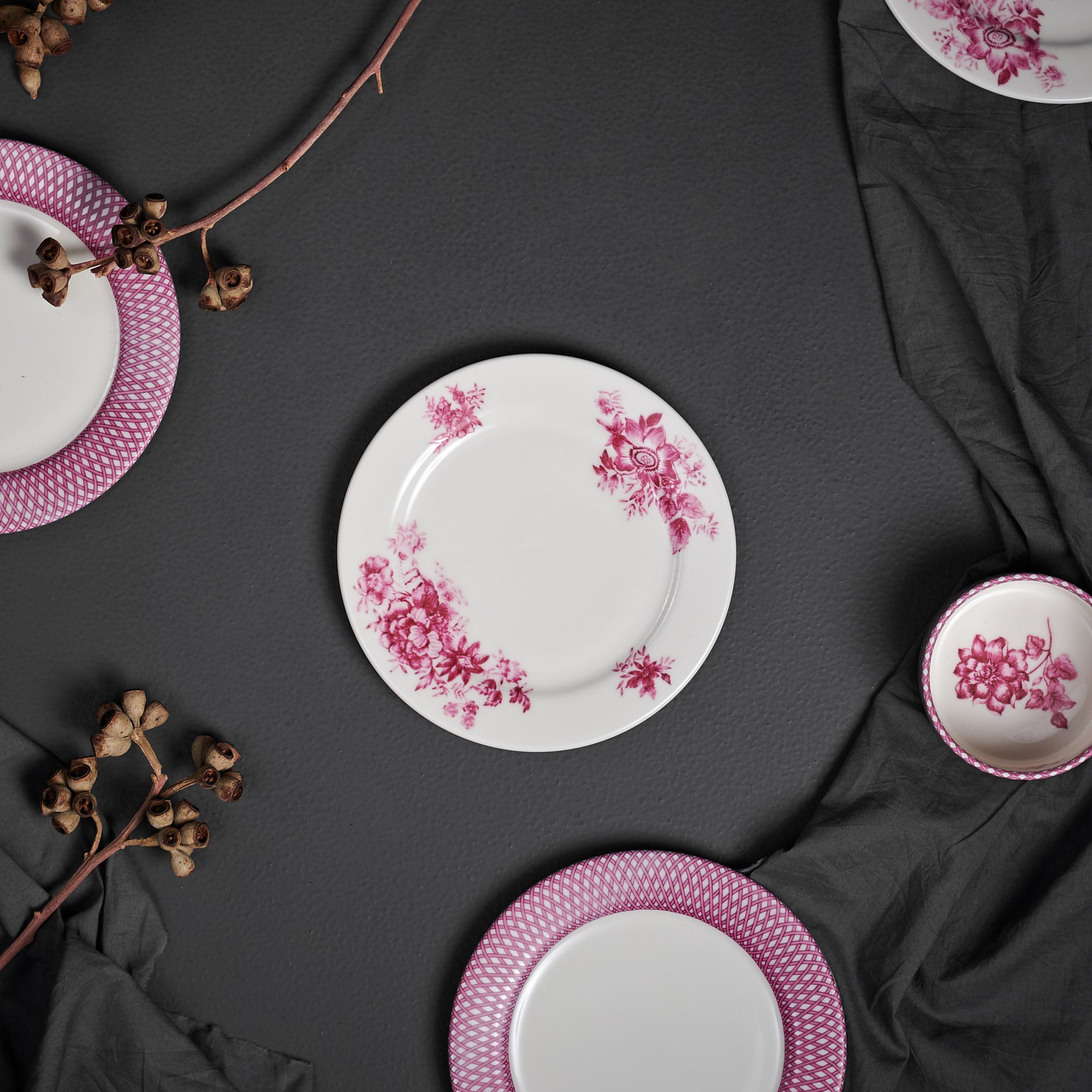 Renata Raspberry Pink Snack Plate Set