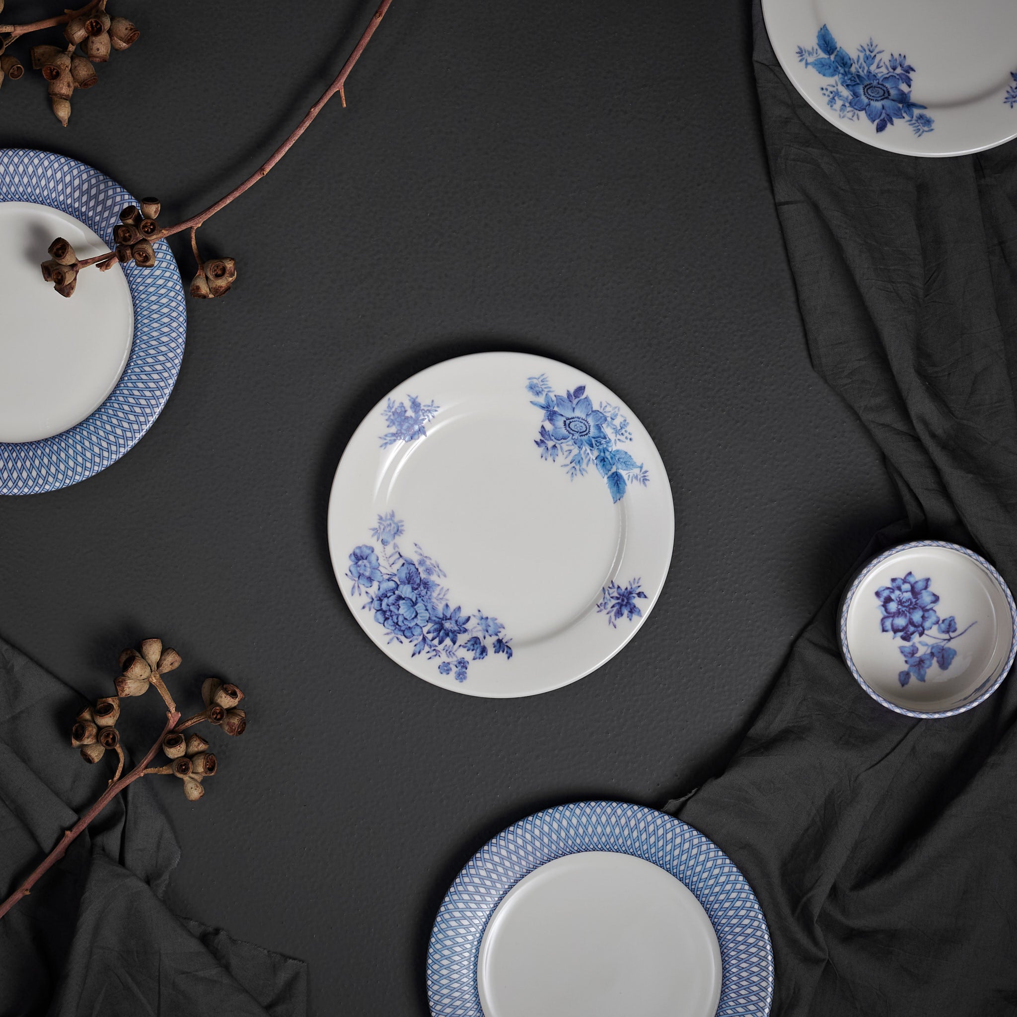 Renata China Blue Snack Plate Set